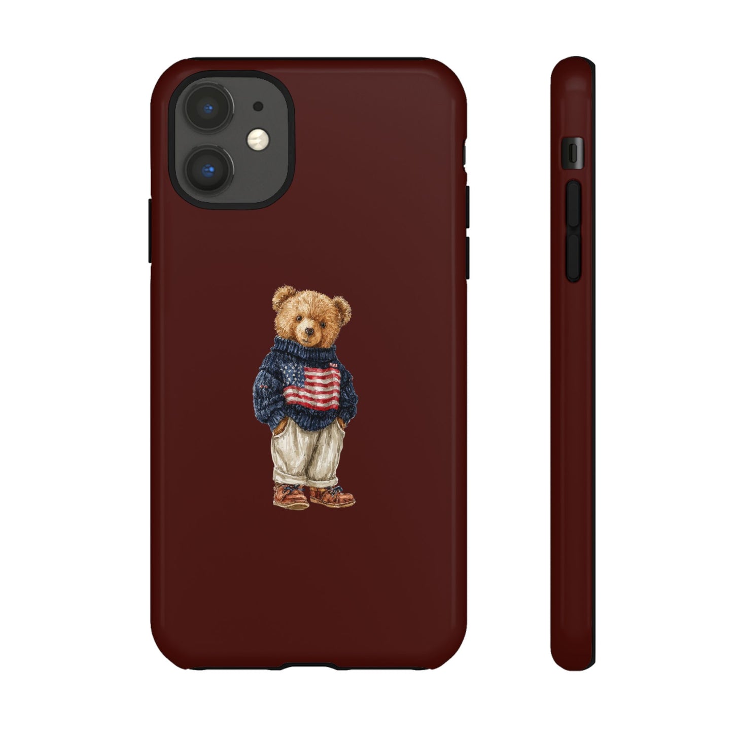 Teddy Bear in American Flag Sweater Tough Phone Case