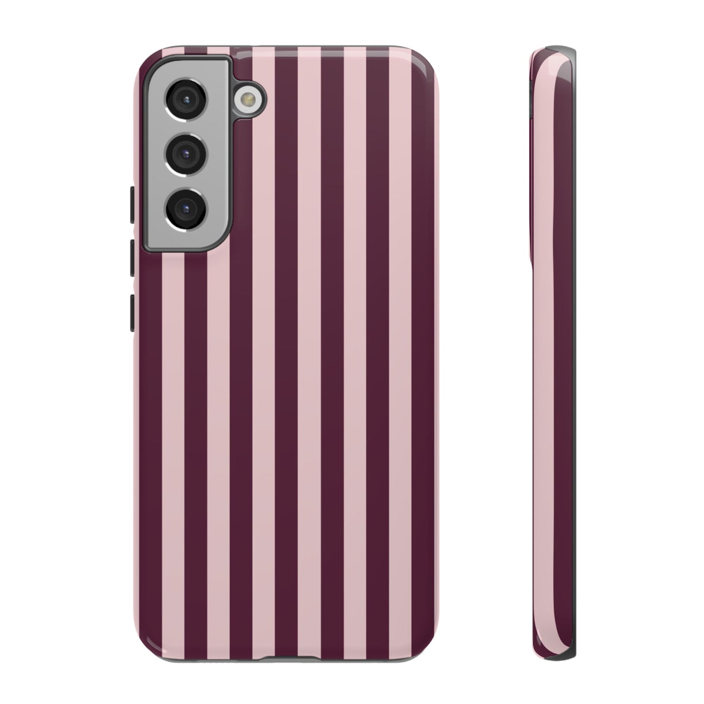Pink & Burgundy Striped Tough Phone Case