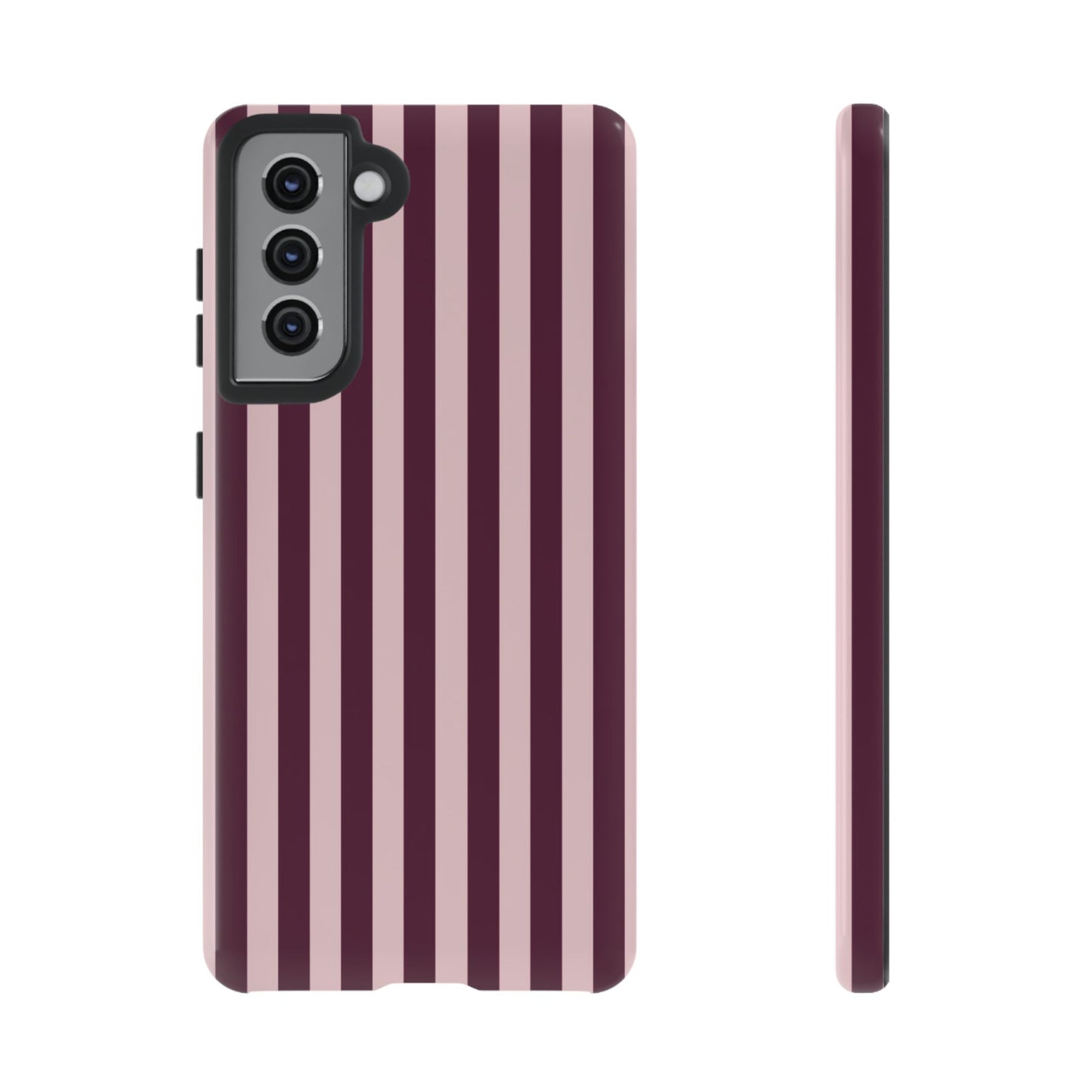 Pink & Burgundy Striped Tough Phone Case