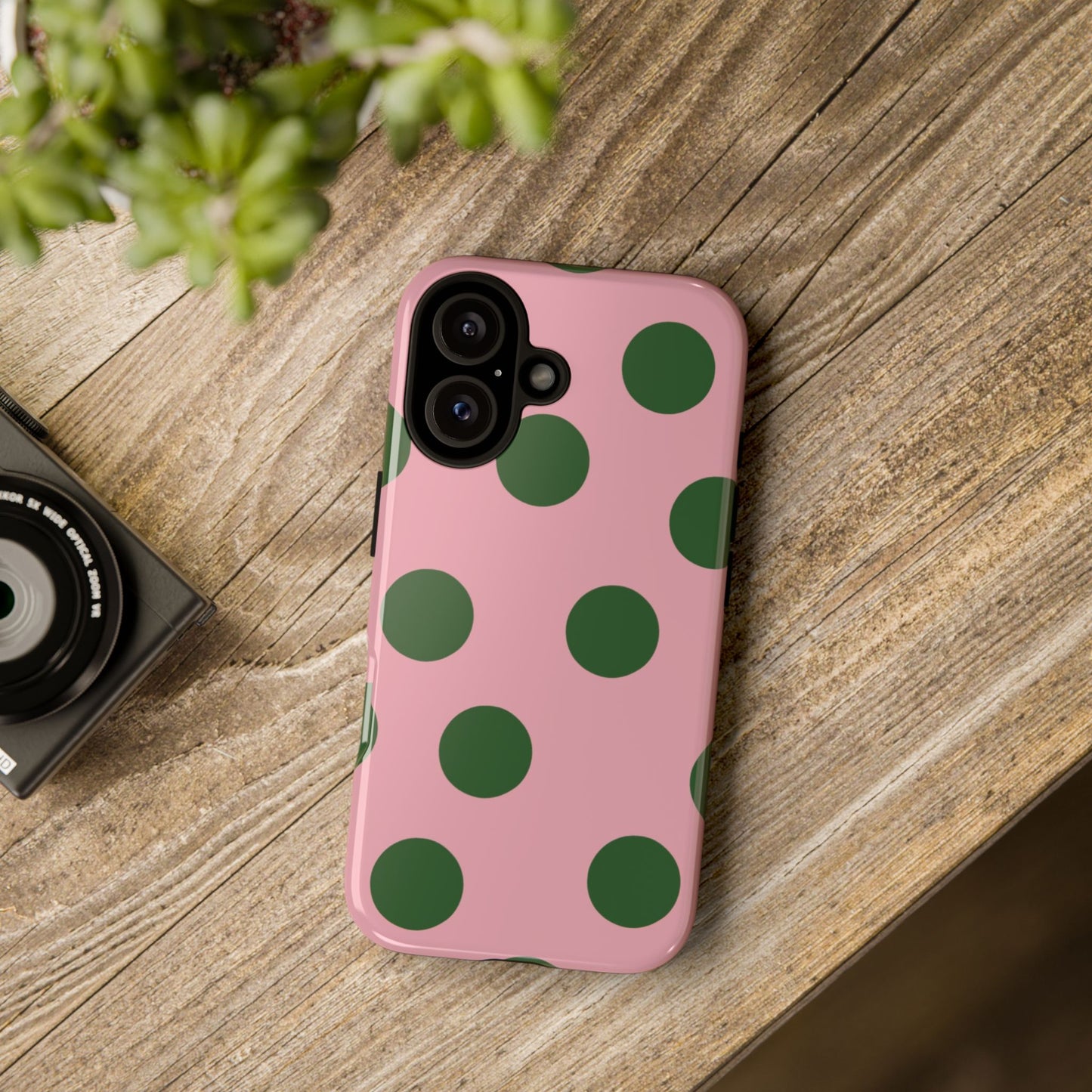 Pink & Green Polka Dot Tough Phone Case