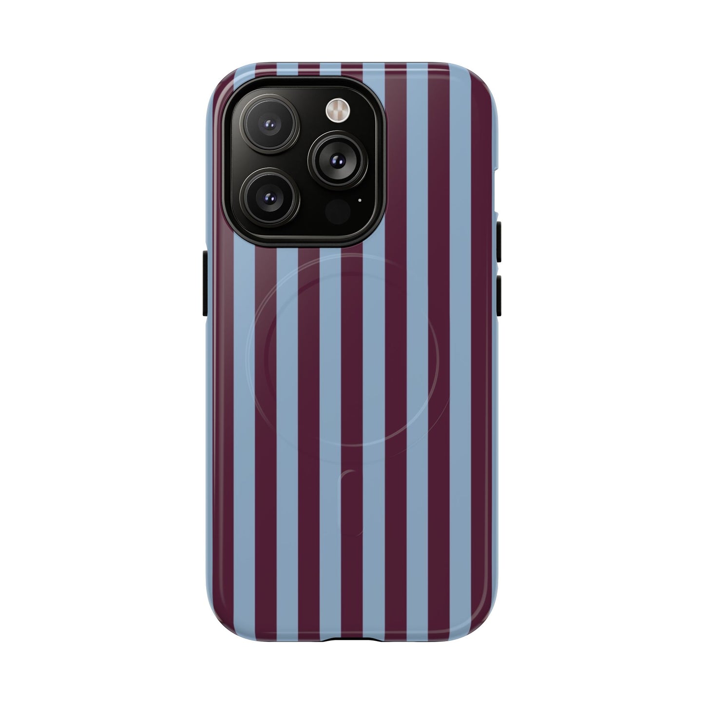 Burgundy & Blue Striped Magnetic Phone Case