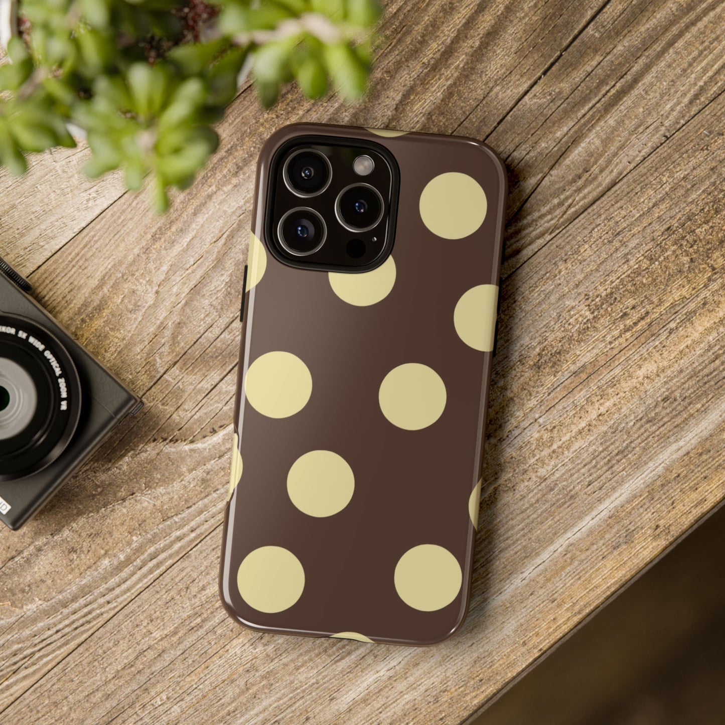 Brown & Butter Yellow Polka Dot Tough Phone Case