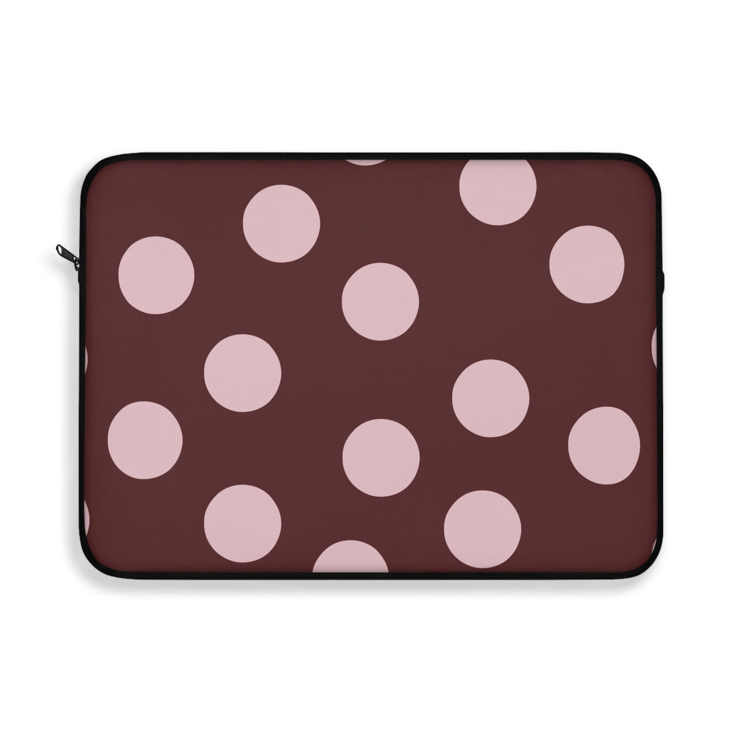 Polka Dot Laptop Sleeve — Pink Dots on Maroon Protective Case