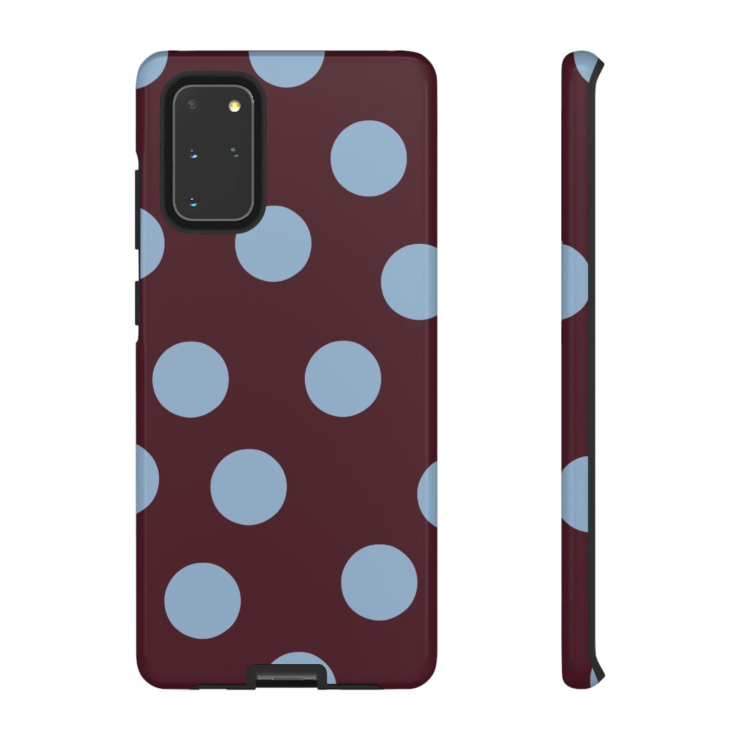 Polka Dot Phone Case — Maroon & Sky Blue Tough Protective Cover