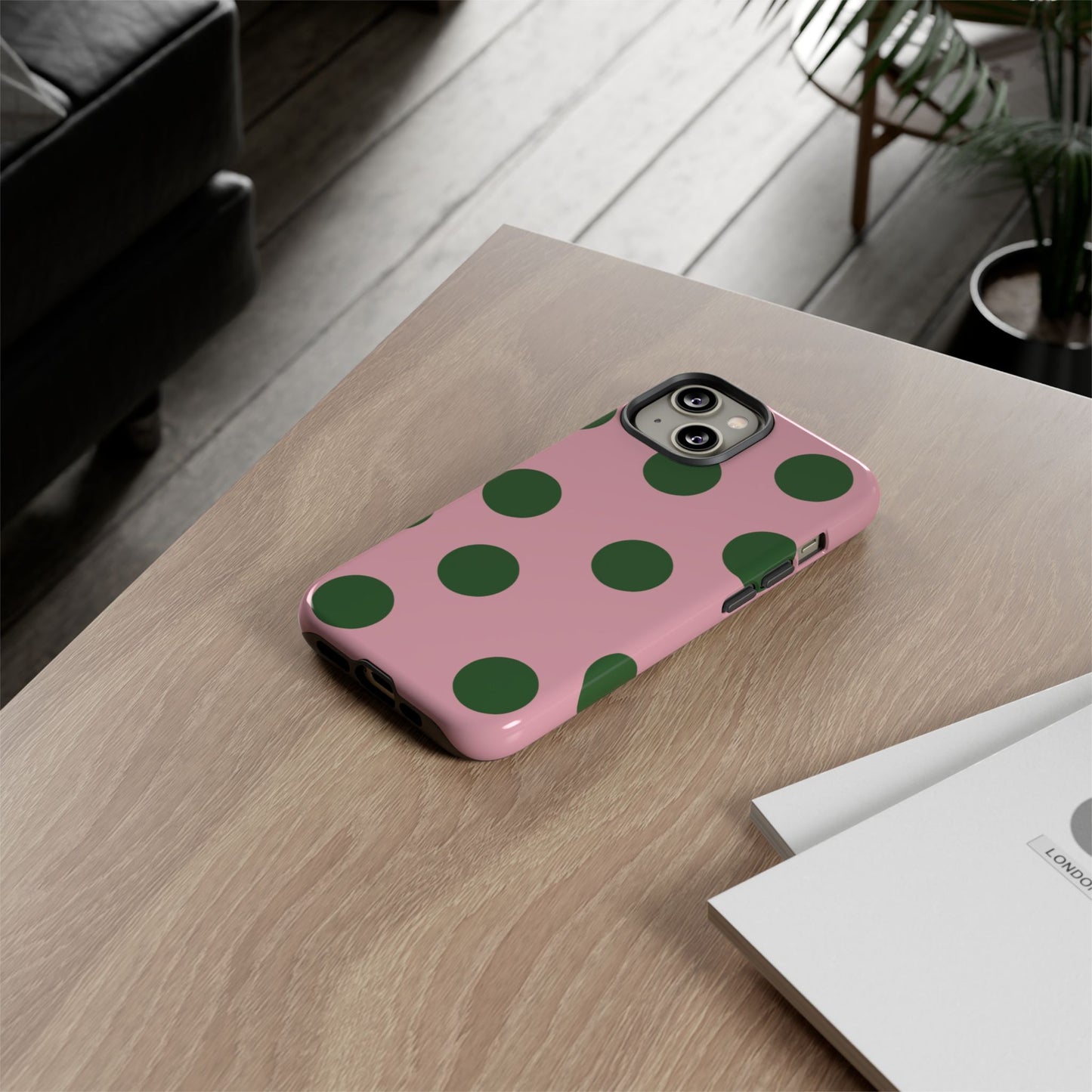 Pink & Green Polka Dot Tough Phone Case
