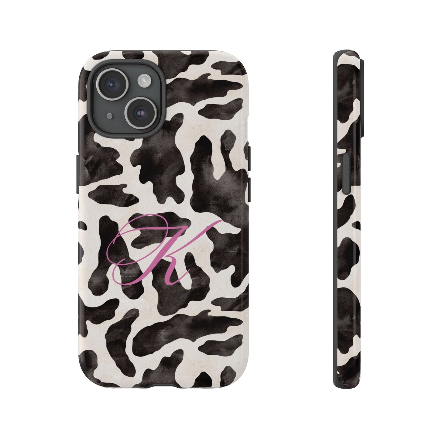 Personalized Monogram Cow Print Tough Phone Case