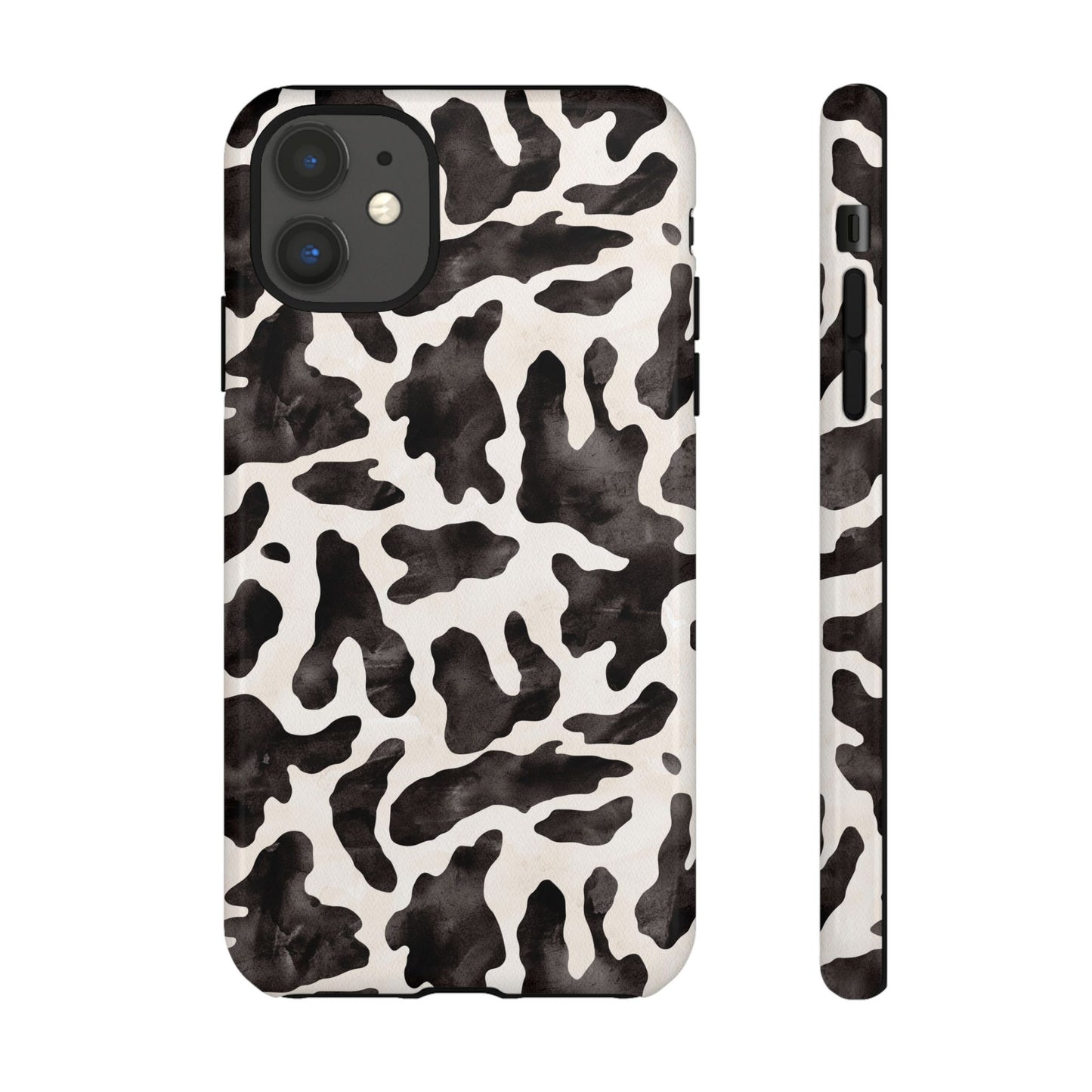 Black & White Cow Print Phone Case — Stylish Protective Tough Case
