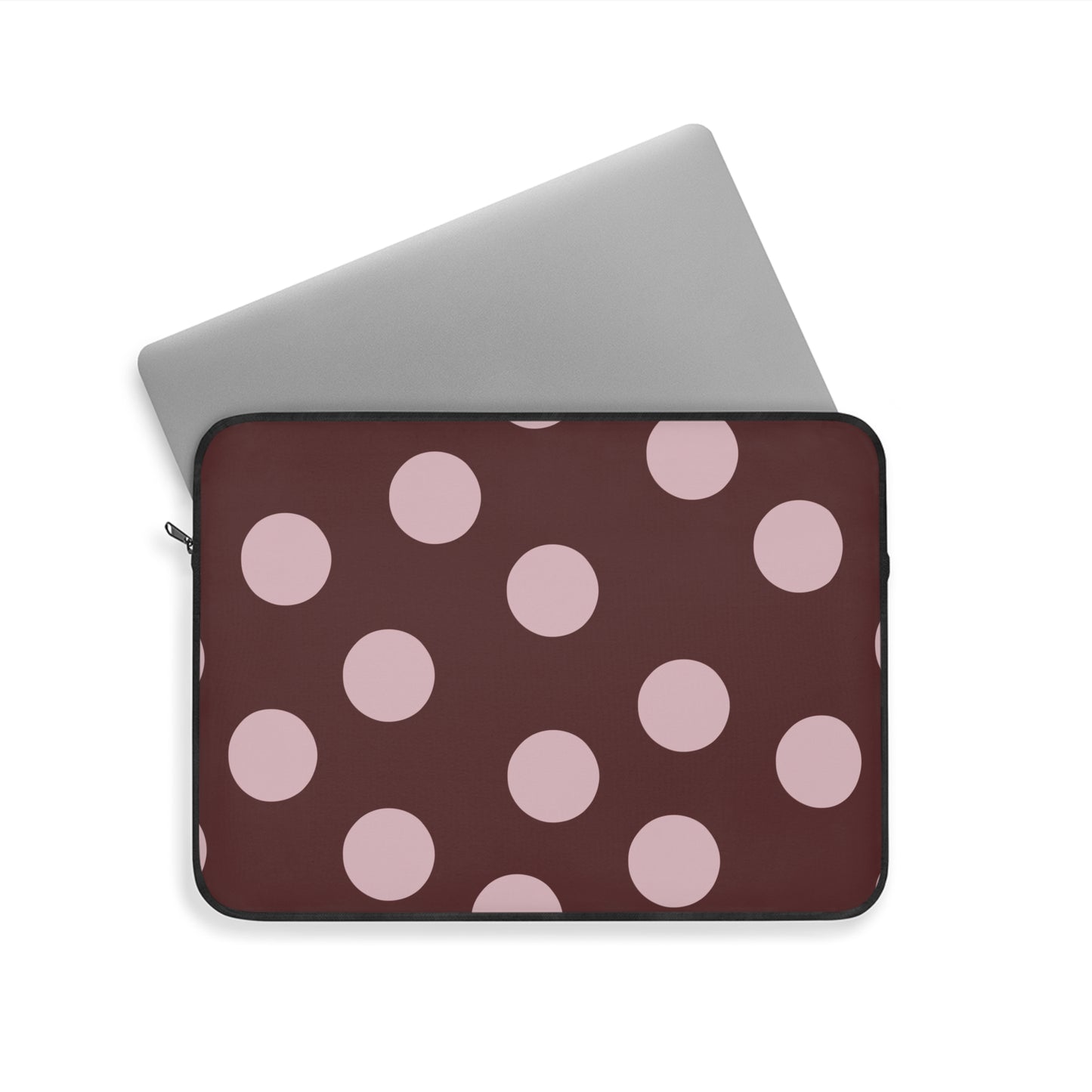 Polka Dot Laptop Sleeve — Pink Dots on Maroon Protective Case