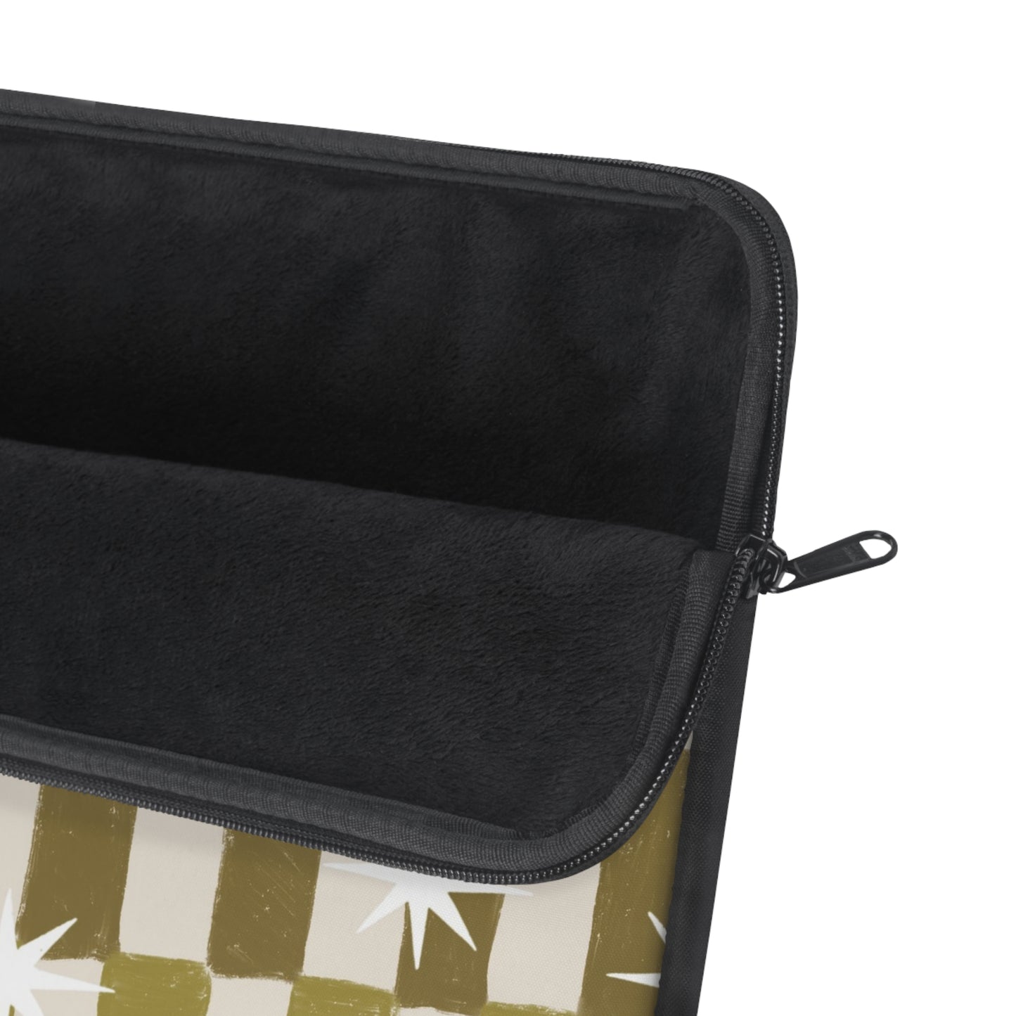 Retro Olive Check Laptop Sleeve with Starburst Pattern