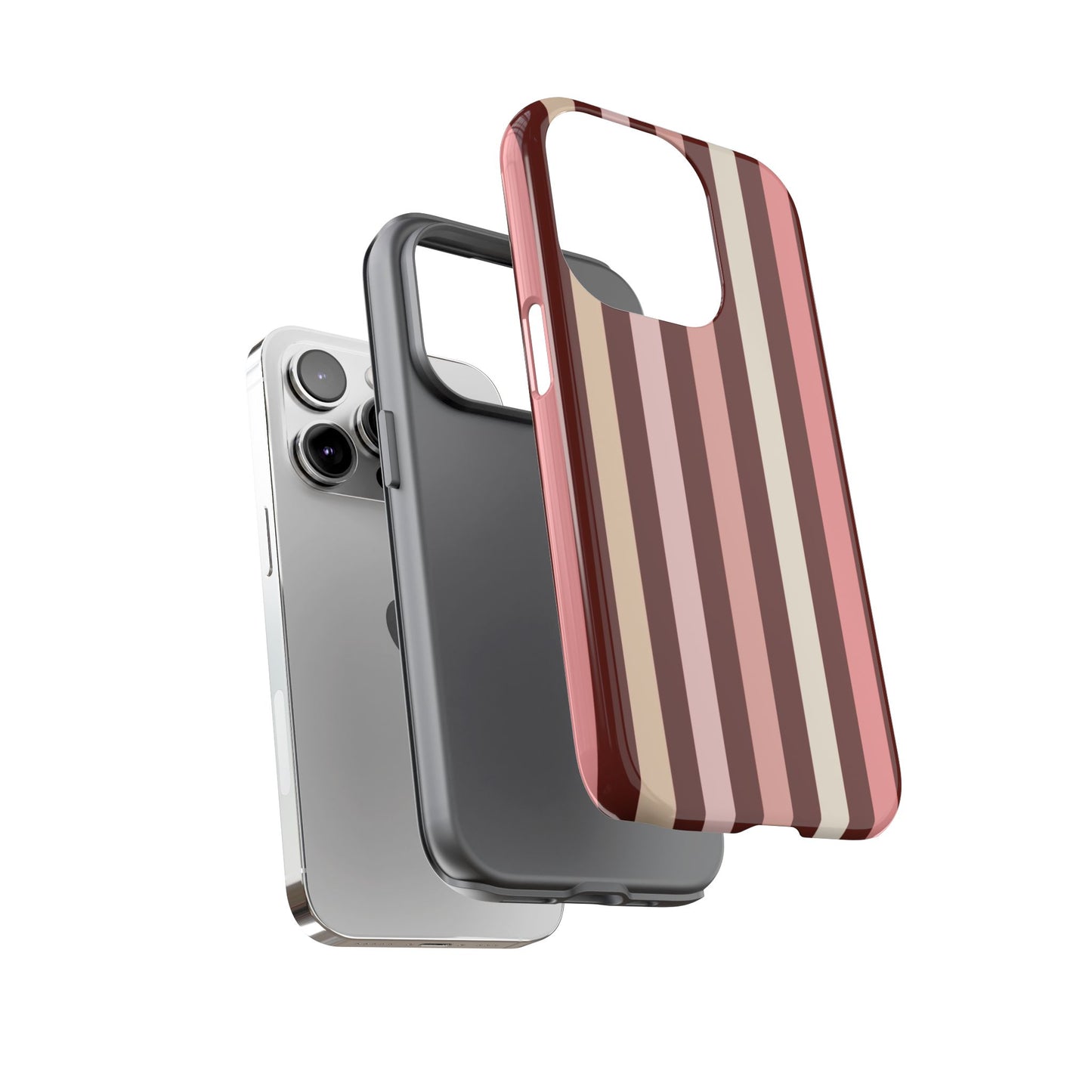 Burgundy Striped Tough Phone Case