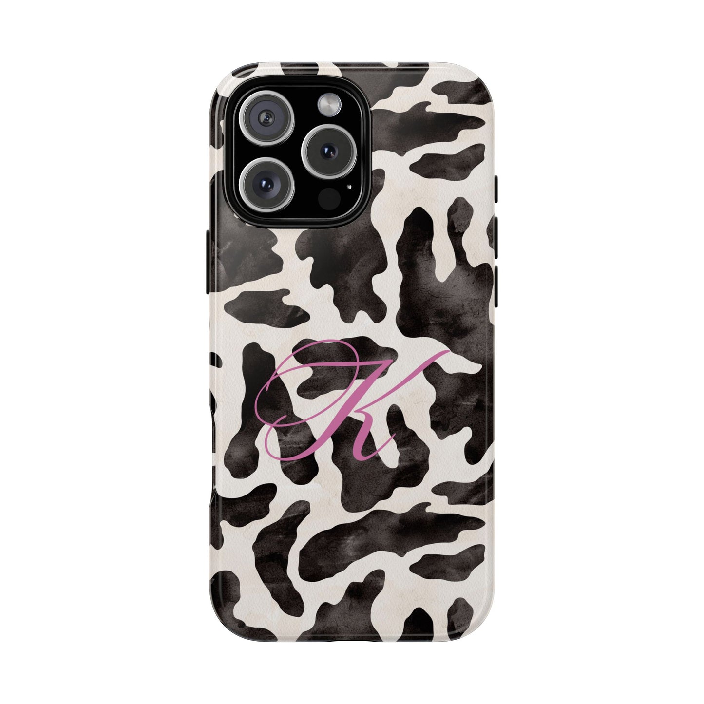Personalized Monogram Cow Print Tough Phone Case