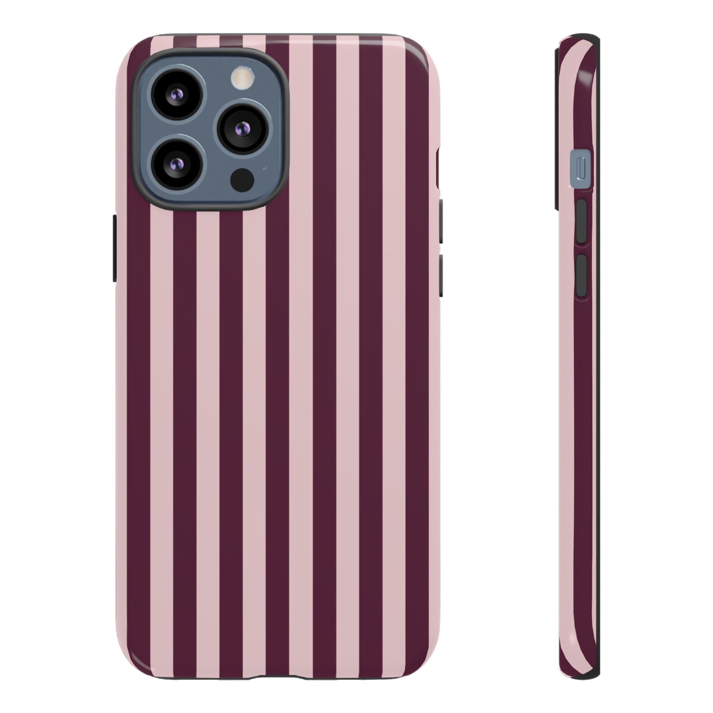 Pink & Burgundy Striped Tough Phone Case
