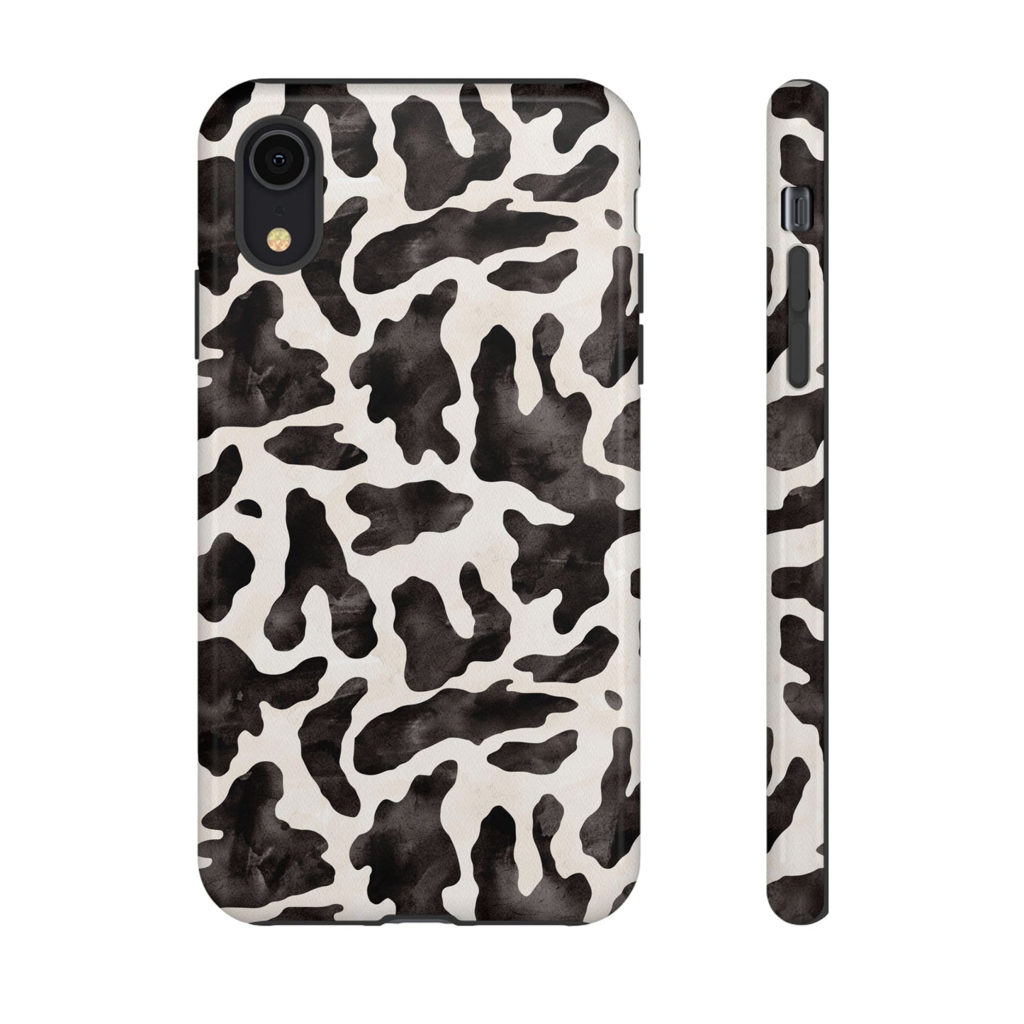 Black & White Cow Print Phone Case — Stylish Protective Tough Case