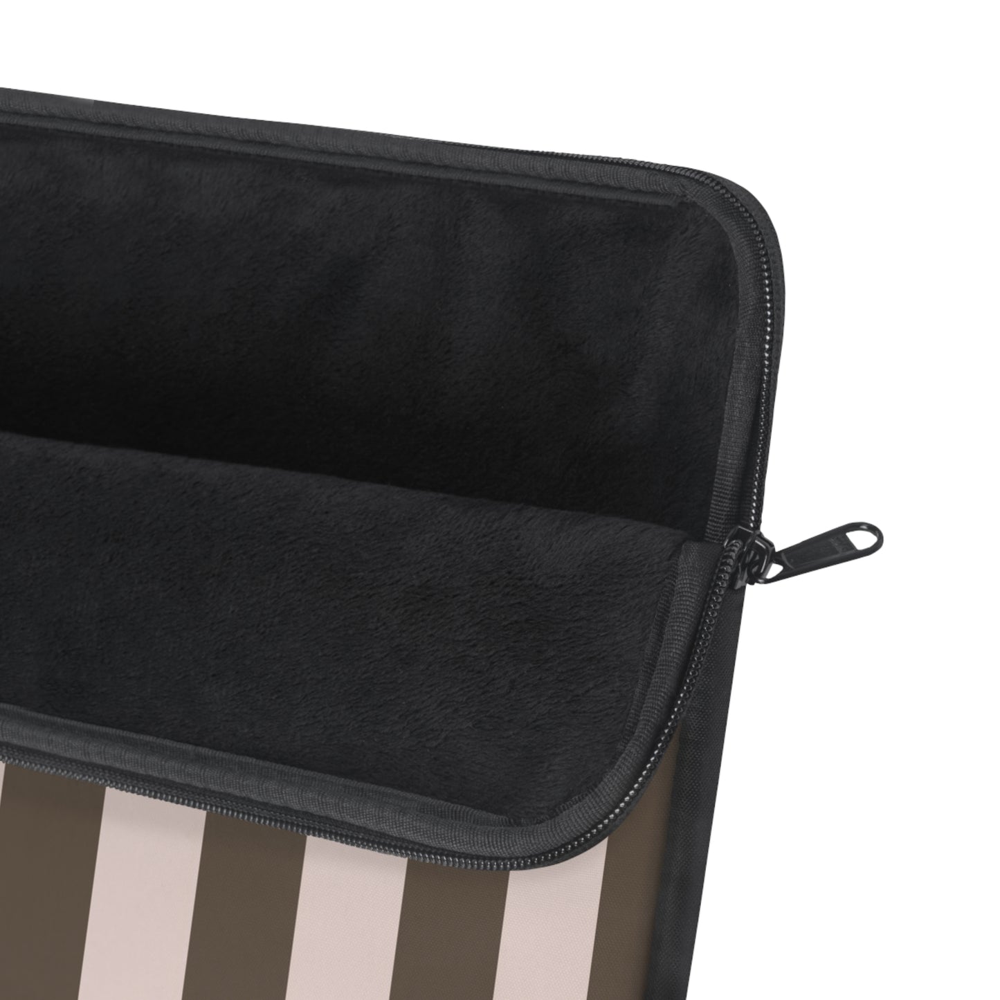 Neutral Stripe Laptop Sleeve — Taupe & Brown Vertical Striped Sleeve