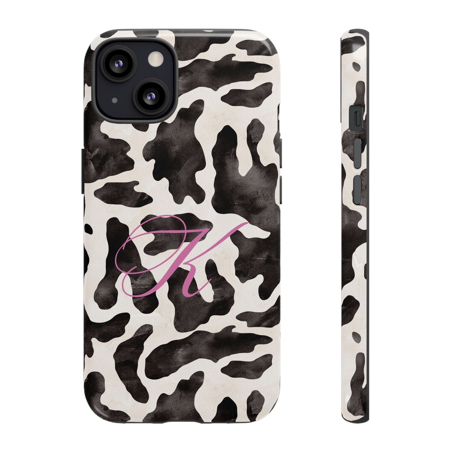 Personalized Monogram Cow Print Tough Phone Case