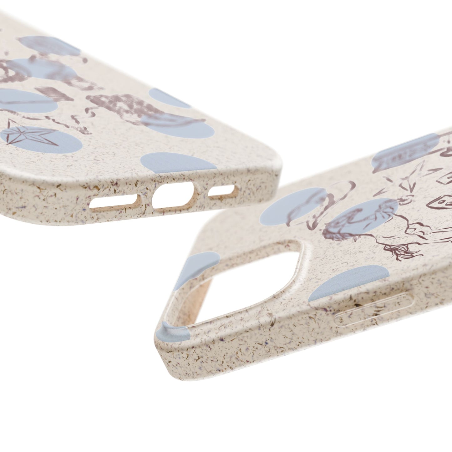 Biodegradable Phone Case — Western Cowgirl Sketches on Natural Speckled Eco Shell