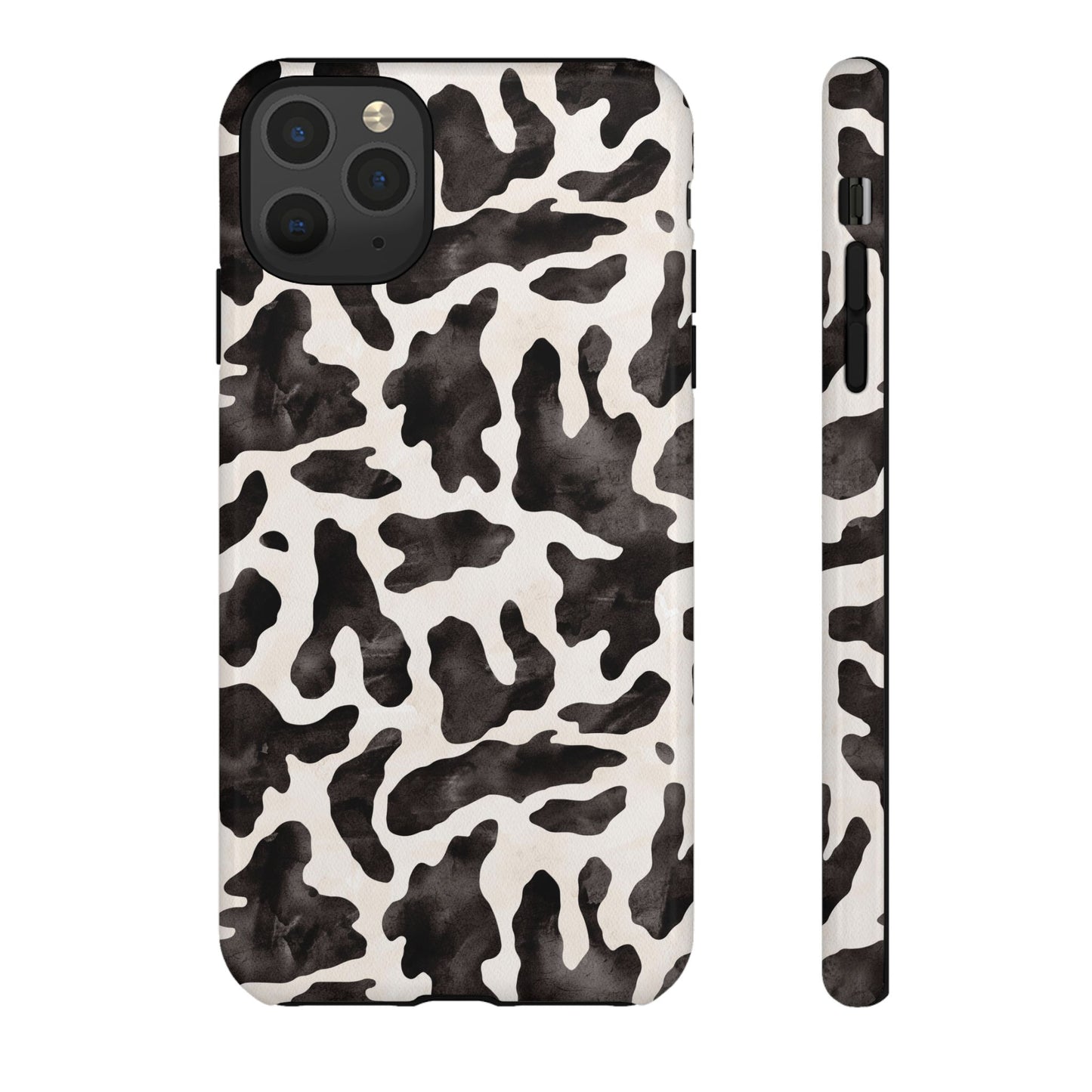 Black & White Cow Print Phone Case — Stylish Protective Tough Case