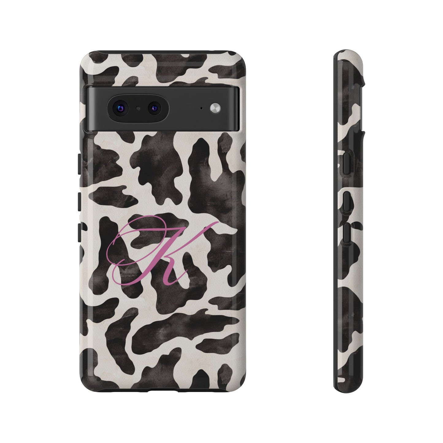 Personalized Monogram Cow Print Tough Phone Case
