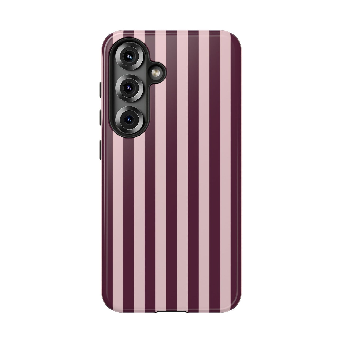 Pink & Burgundy Striped Tough Phone Case