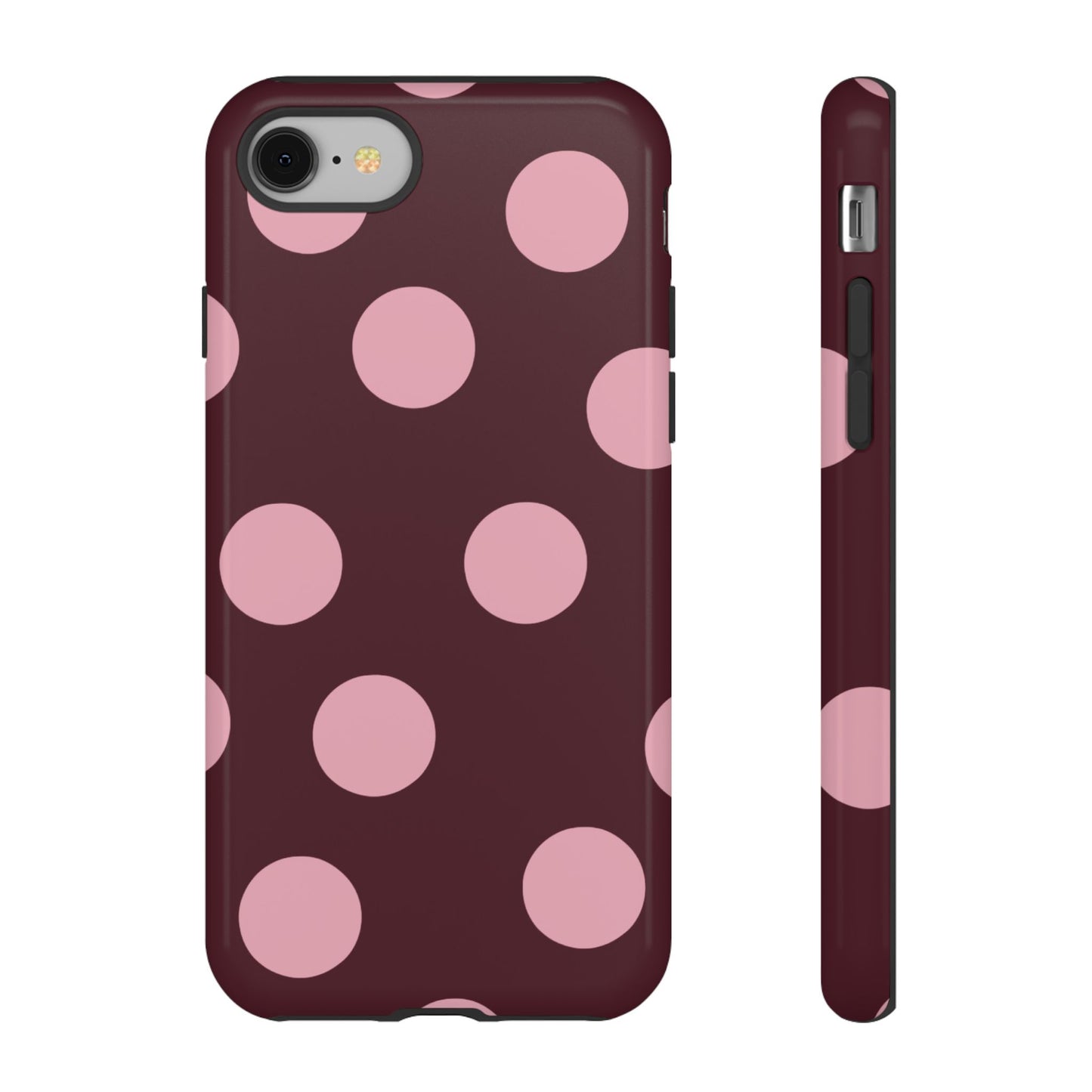 Burgundy & Pink Polka Dot Tough Phone Case