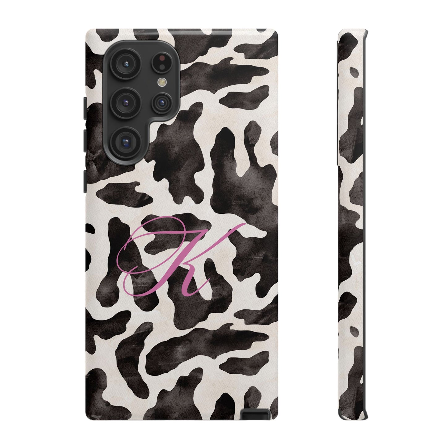 Personalized Monogram Cow Print Tough Phone Case