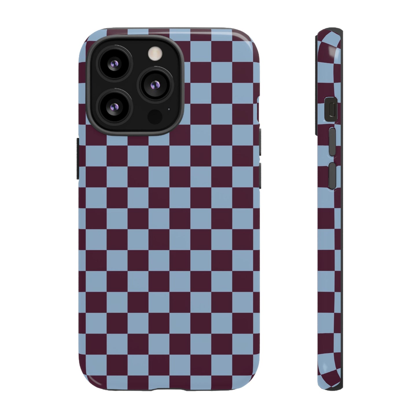 Blue & Burgundy Checkered Phone Case