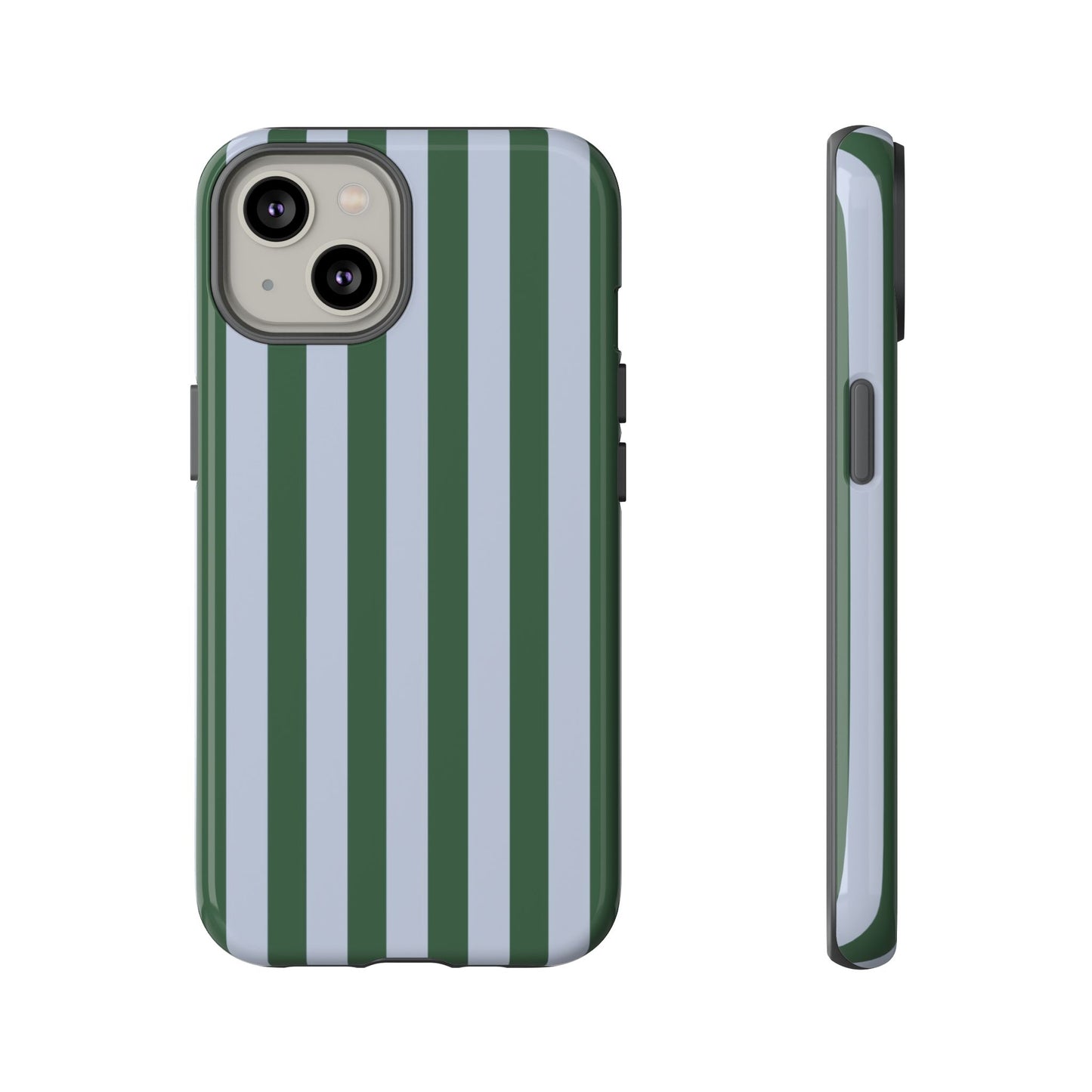 Green & Blue Striped Tough Phone Case — Durable Protective Phone Case
