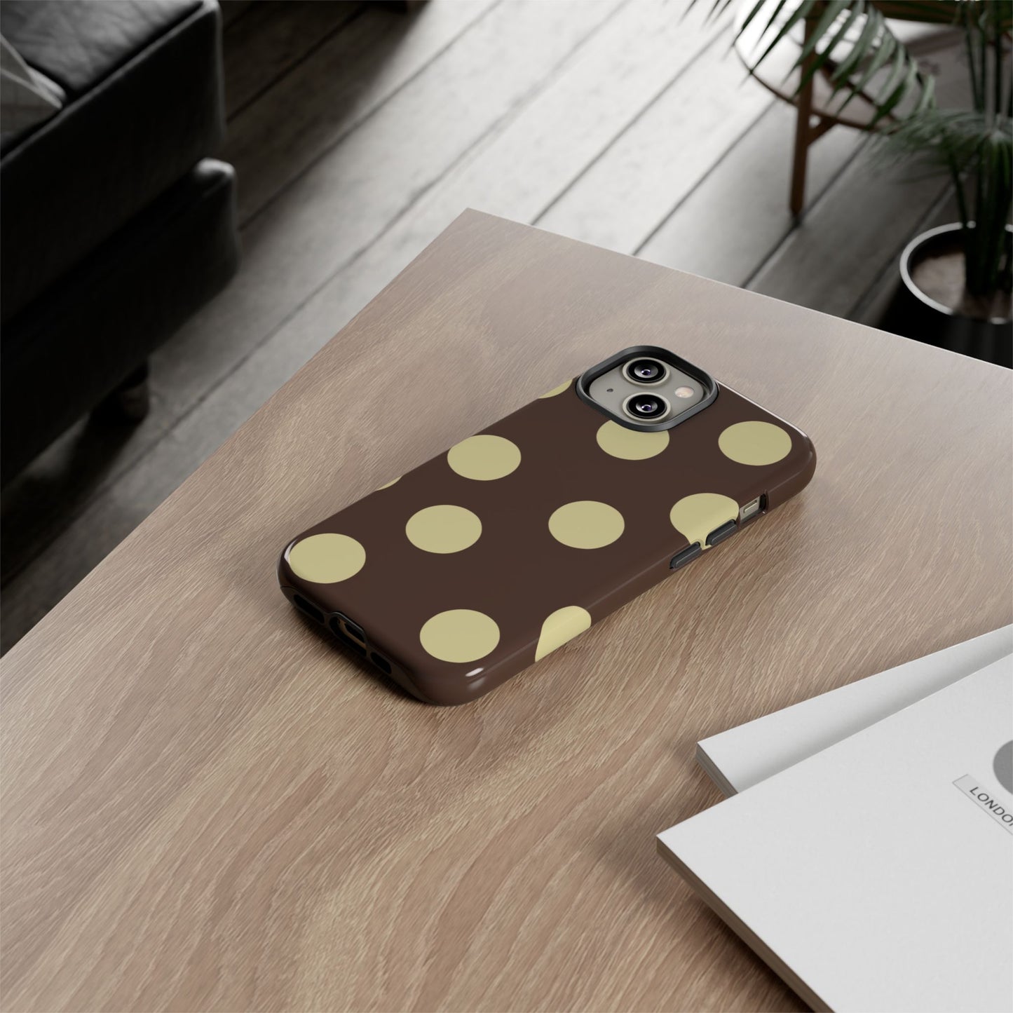 Brown & Butter Yellow Polka Dot Tough Phone Case
