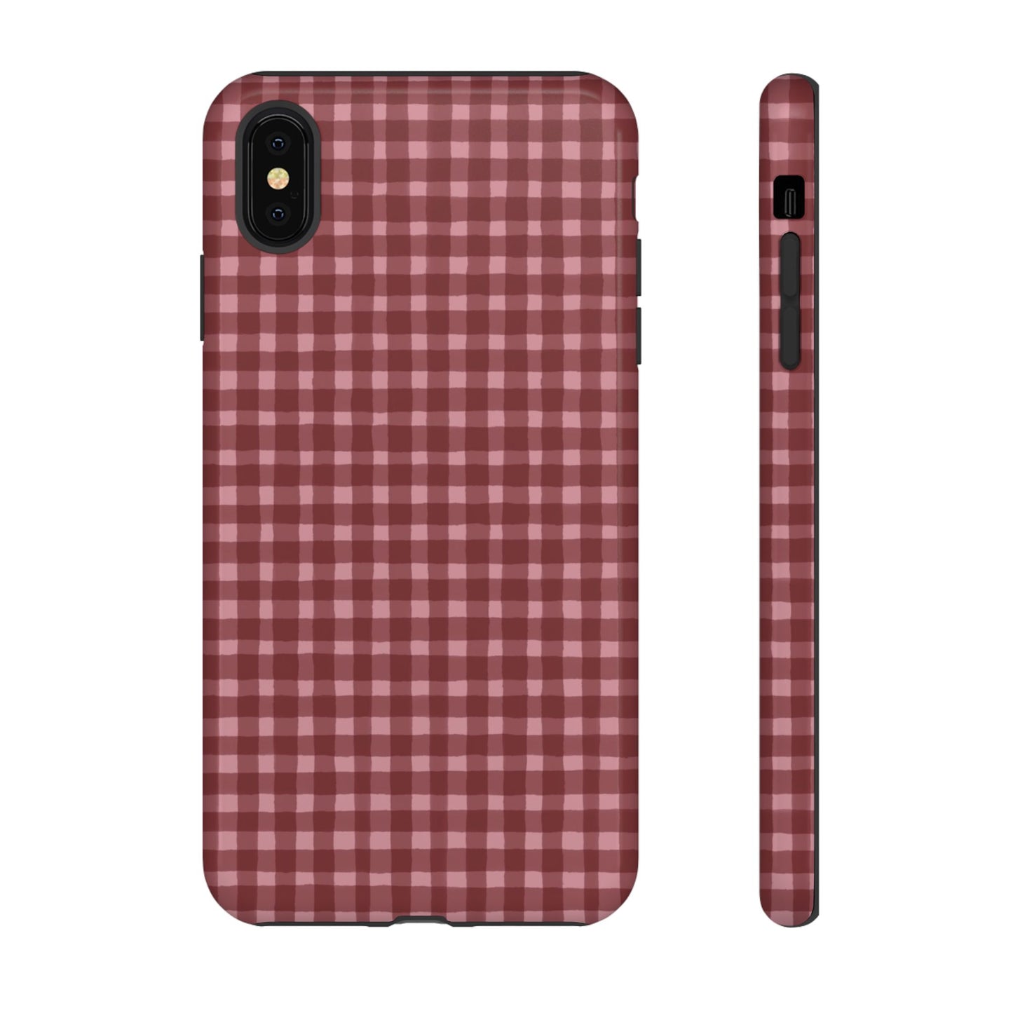 Gingham Burgundy Tough Phone Case
