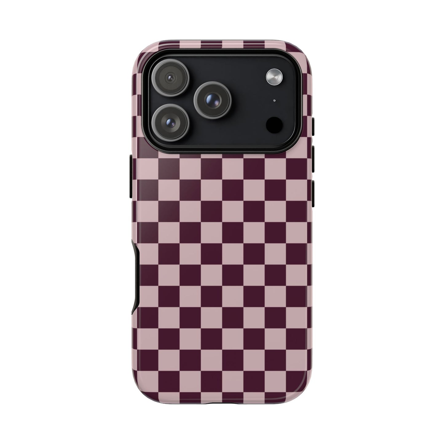 Burgundy & Pink Checkered Phone Case