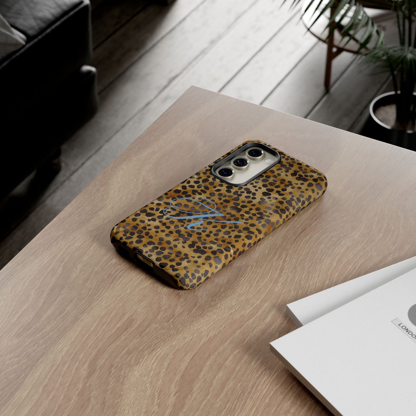 Personalized Initial Leopard Monogram Tough Case
