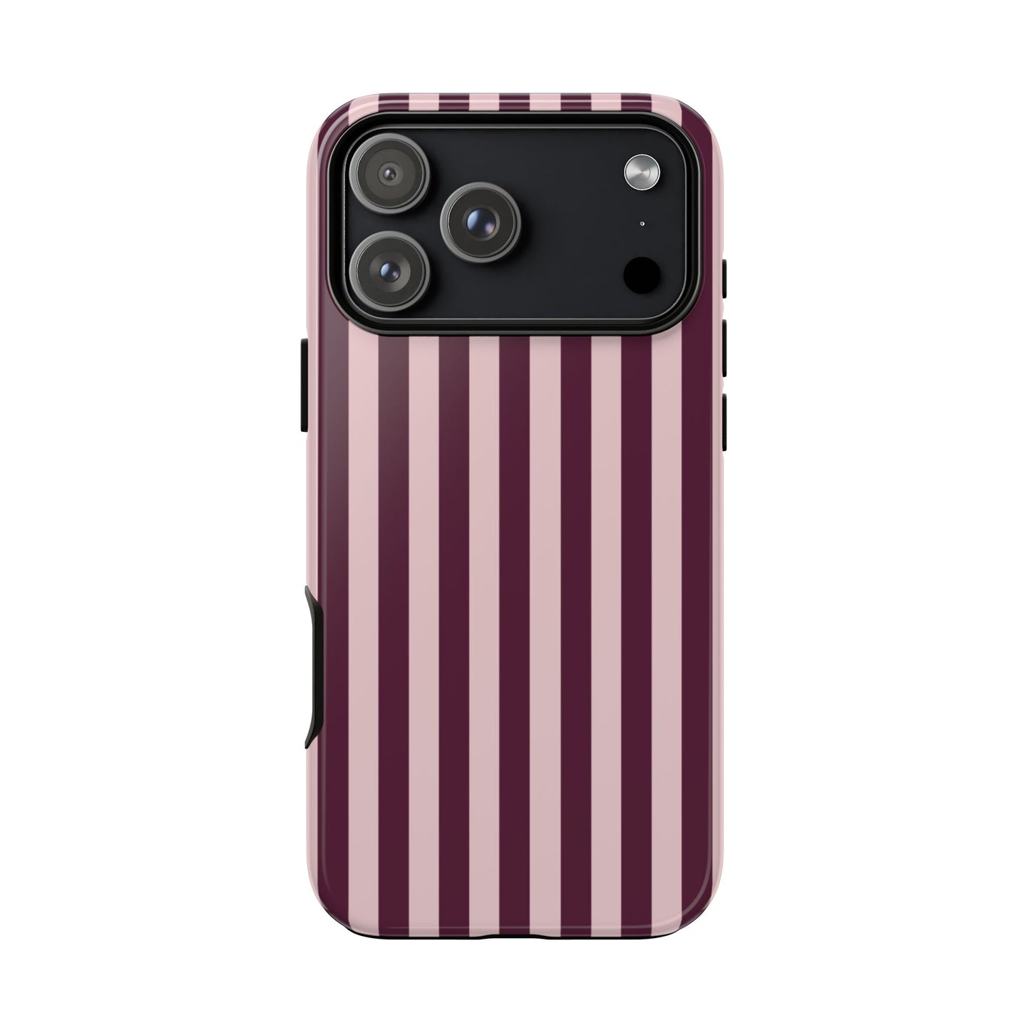 Pink & Burgundy Striped Tough Phone Case