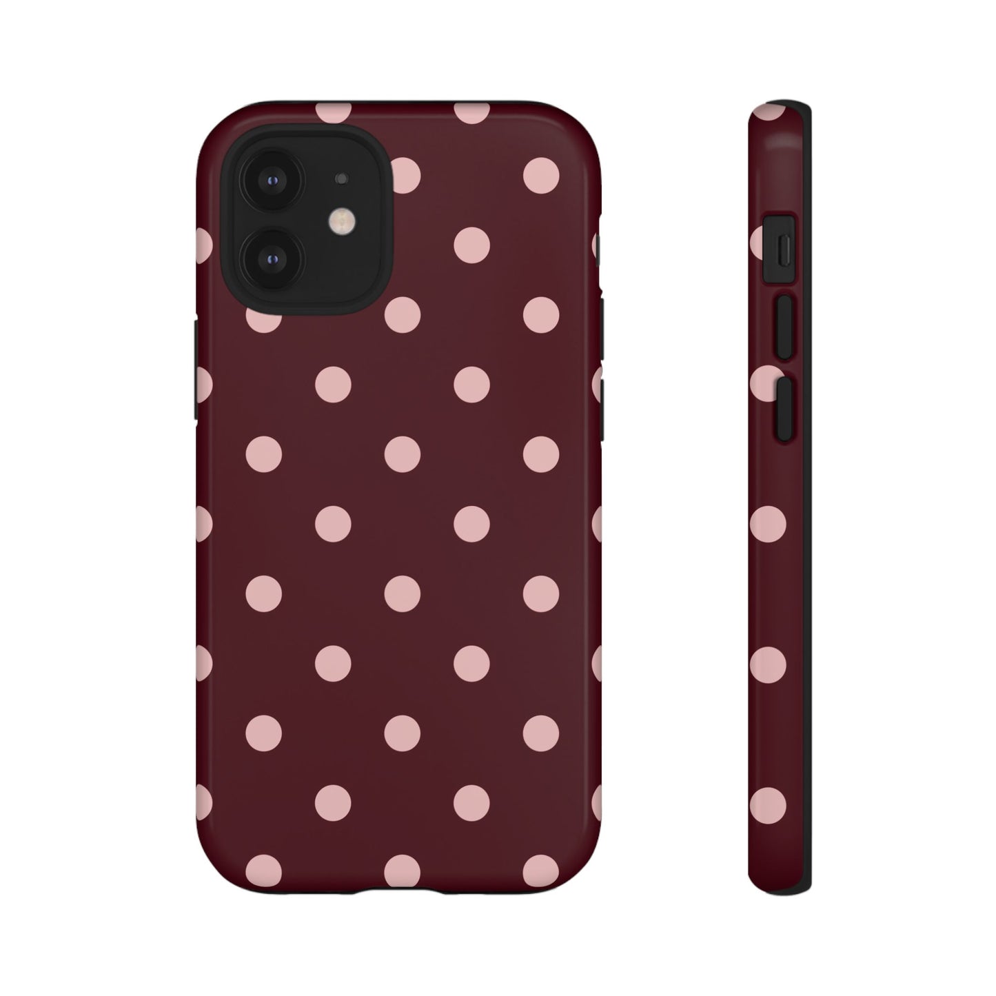 Burgundy & Blush Polka Dot Tough Phone Case