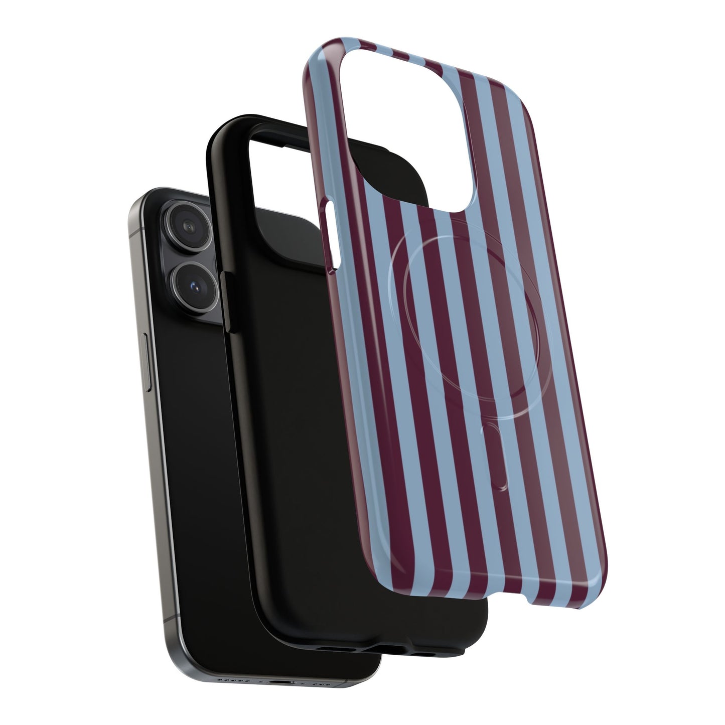 Burgundy & Blue Striped Magnetic Phone Case