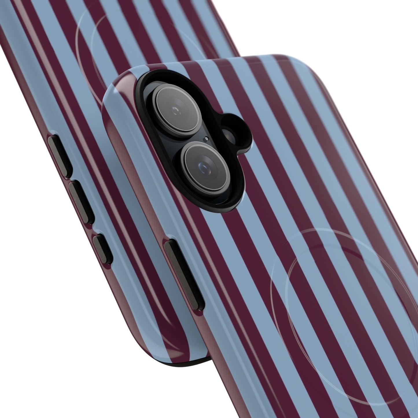 Burgundy & Blue Striped Magnetic Phone Case