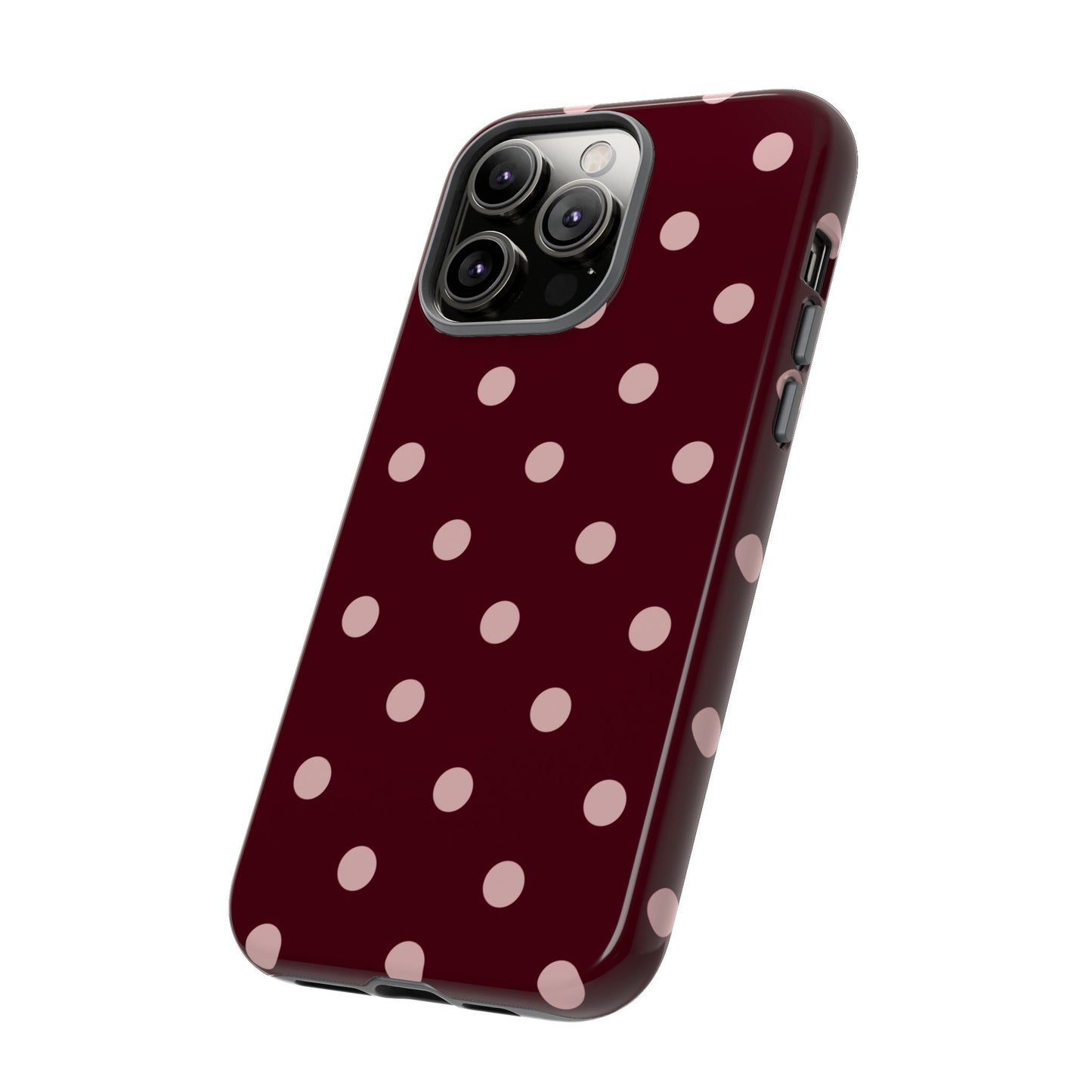 Burgundy & Blush Polka Dot Tough Phone Case