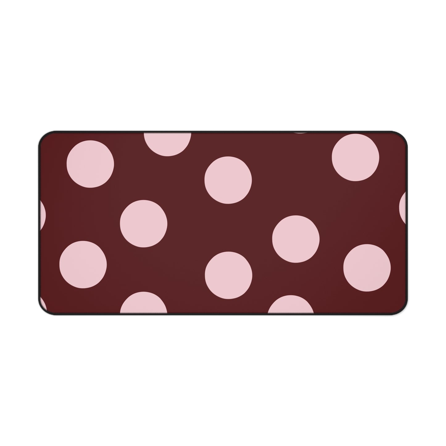 Polka Dot Desk Mat — Rose Pink Dots on Burgundy Mouse Pad