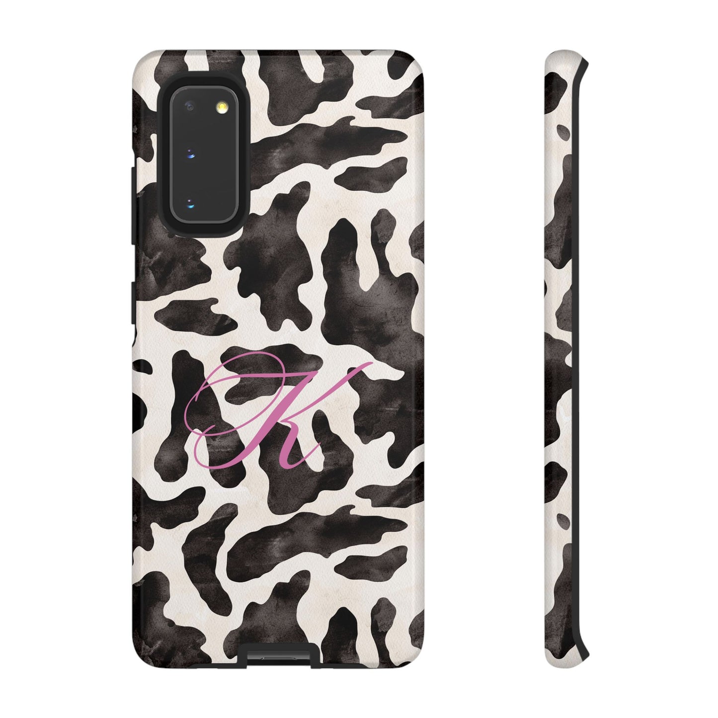 Personalized Monogram Cow Print Tough Phone Case