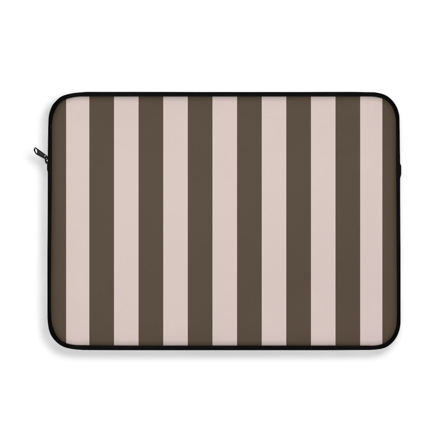 Neutral Stripe Laptop Sleeve — Taupe & Brown Vertical Striped Sleeve