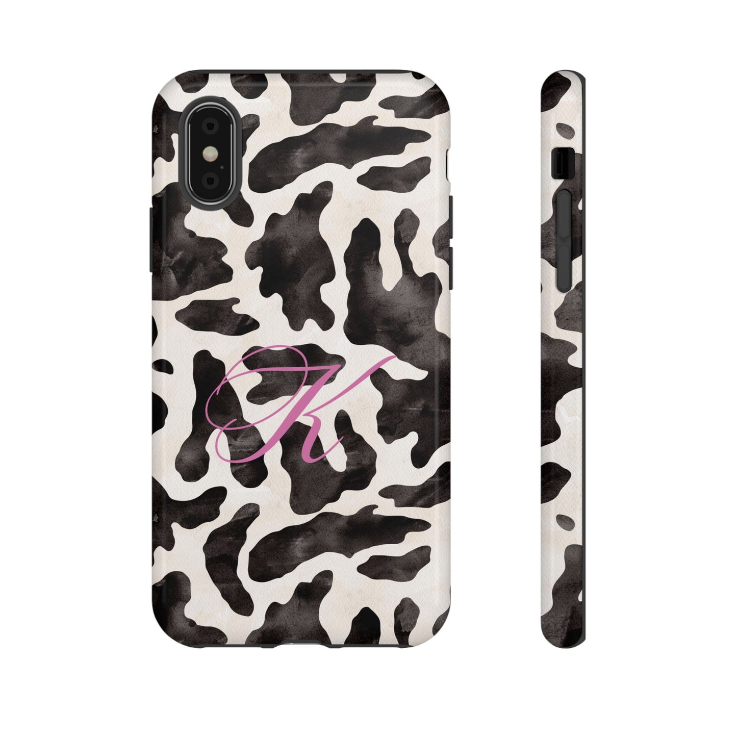 Personalized Monogram Cow Print Tough Phone Case
