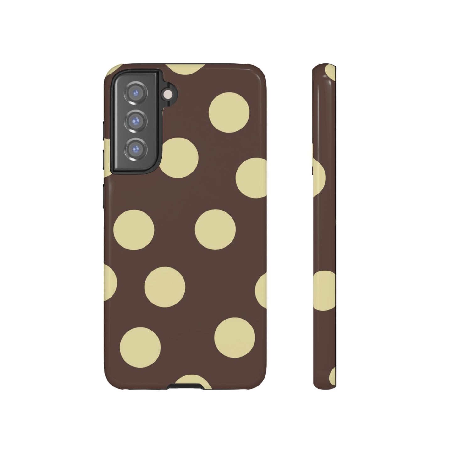 Brown & Butter Yellow Polka Dot Tough Phone Case