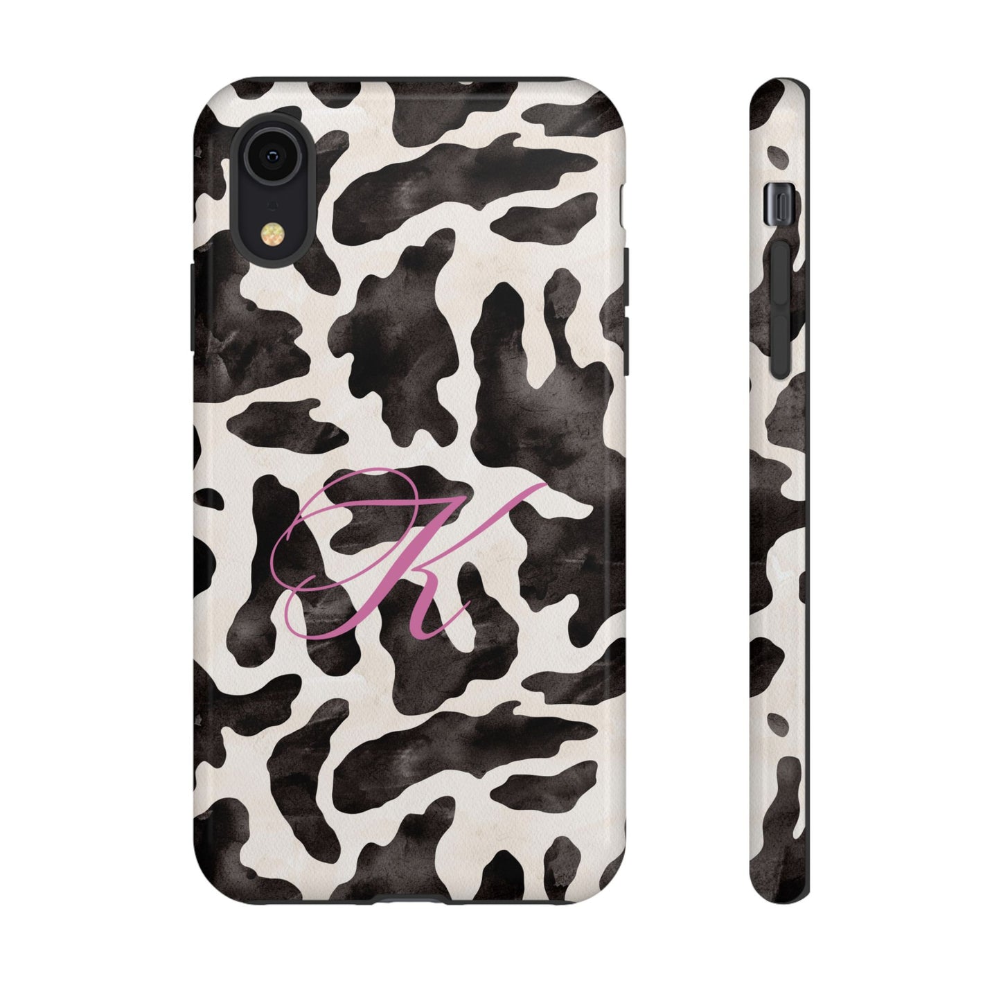 Personalized Monogram Cow Print Tough Phone Case