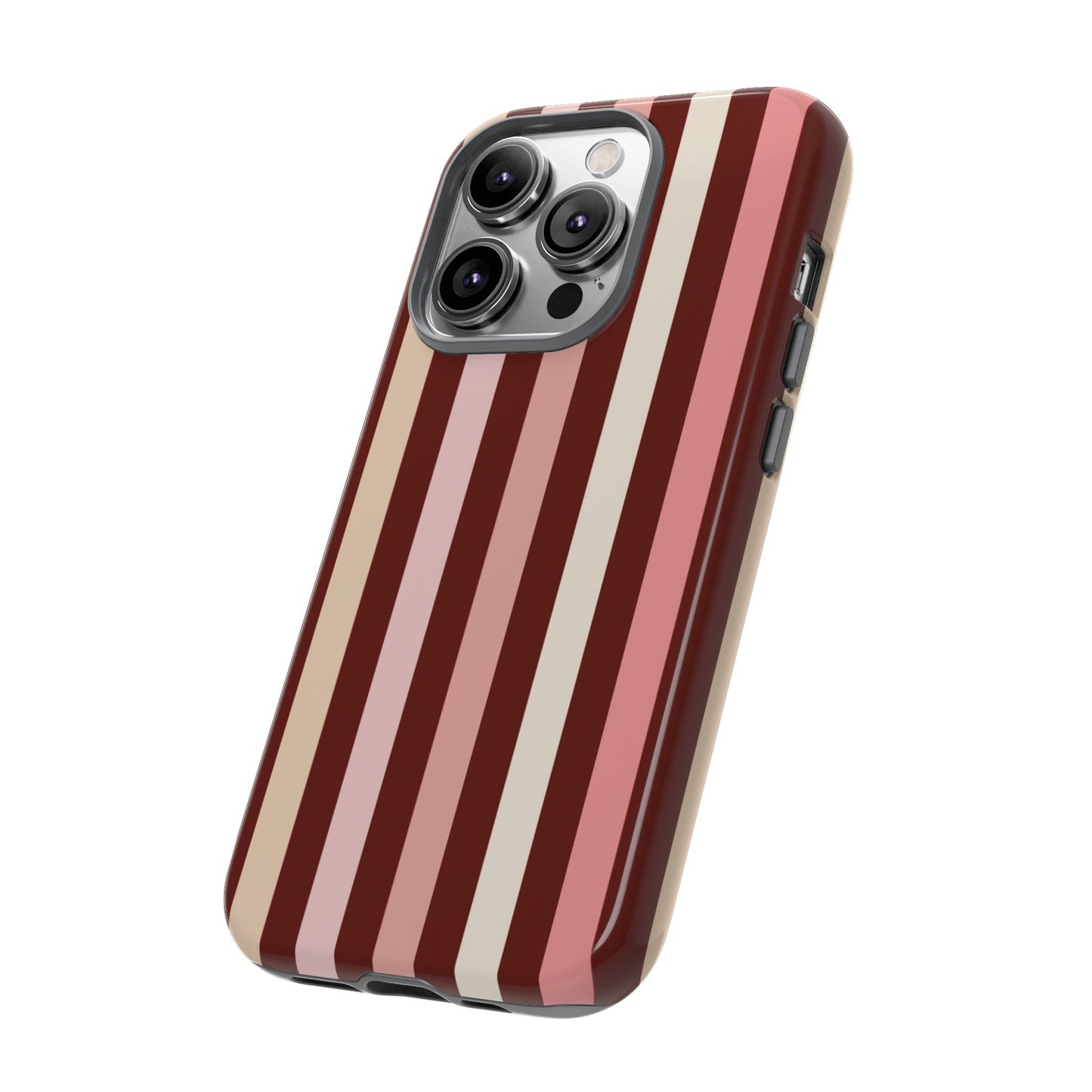 Burgundy Striped Tough Phone Case