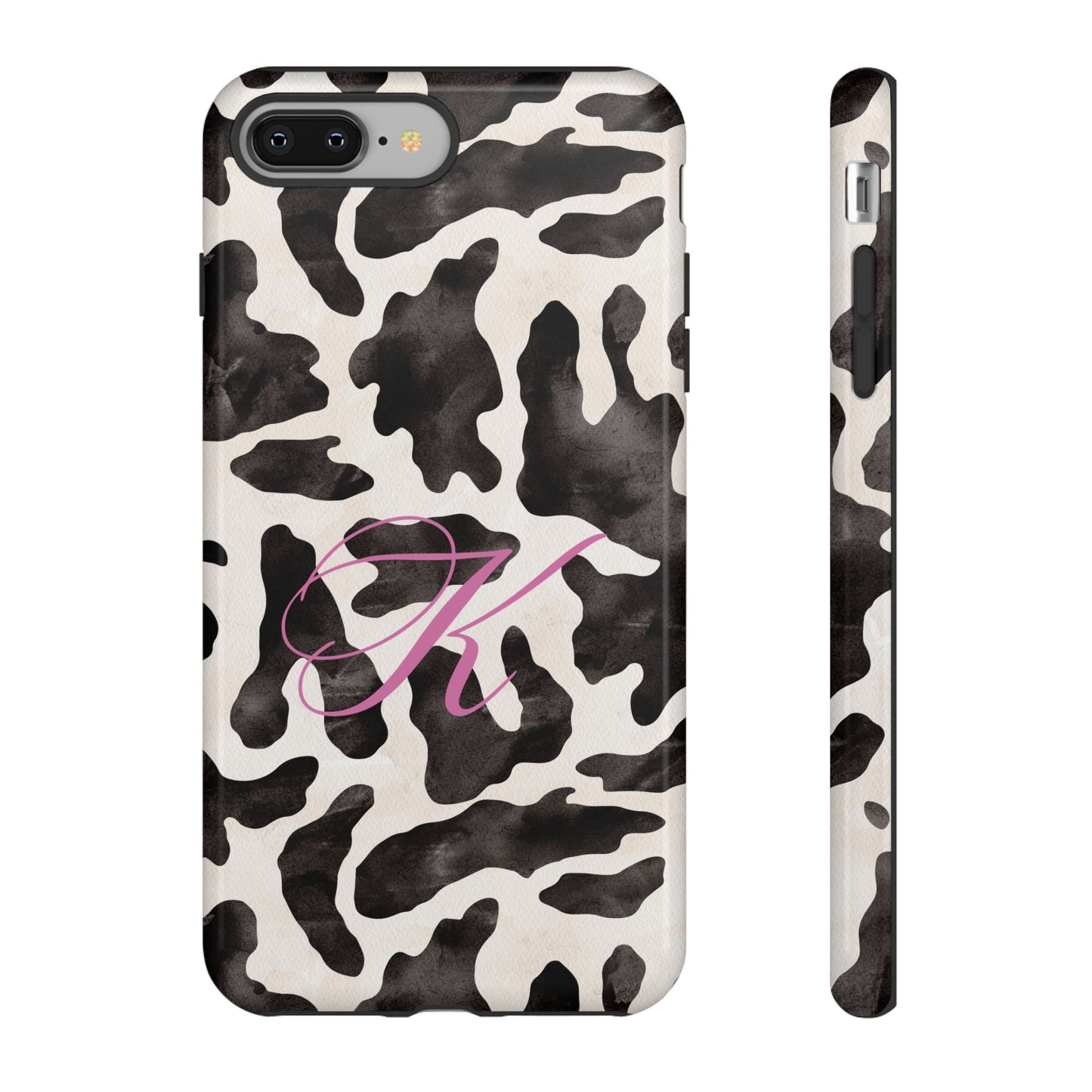 Personalized Monogram Cow Print Tough Phone Case