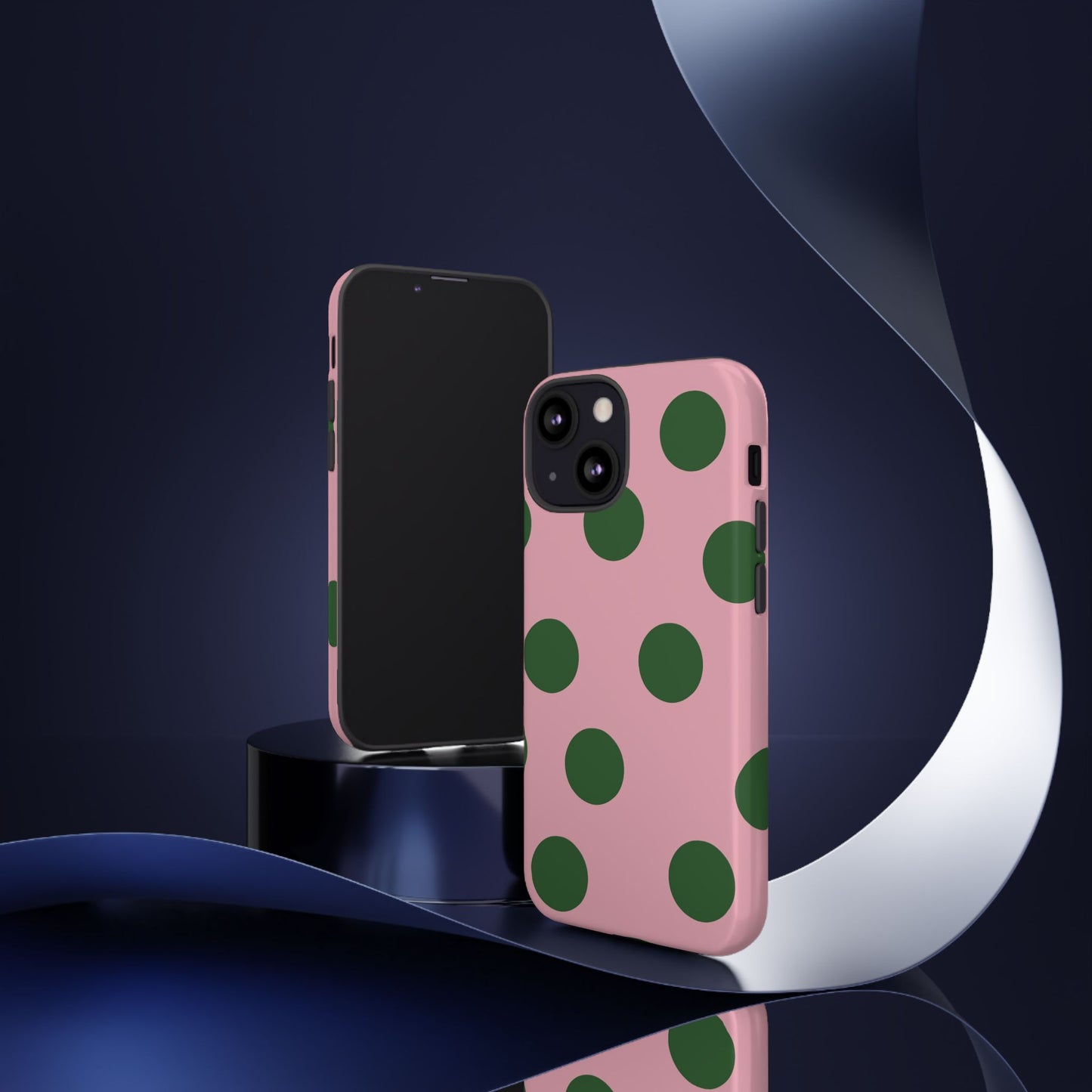 Pink & Green Polka Dot Tough Phone Case