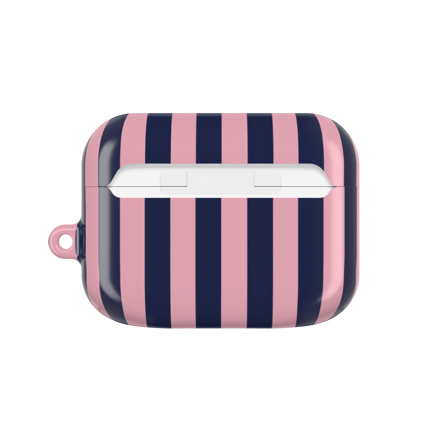Pink & Navy Striped AirPod Case — Chic Protective Sleeve