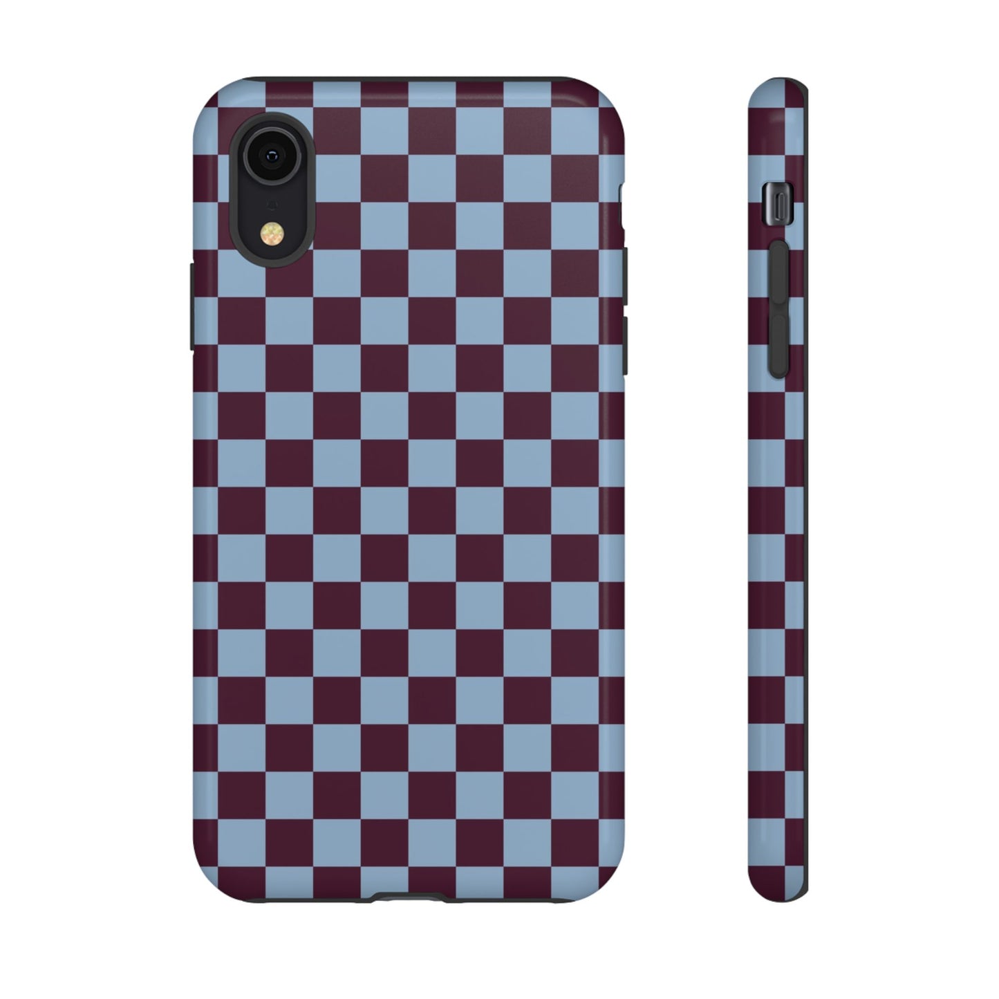 Blue & Burgundy Checkered Phone Case