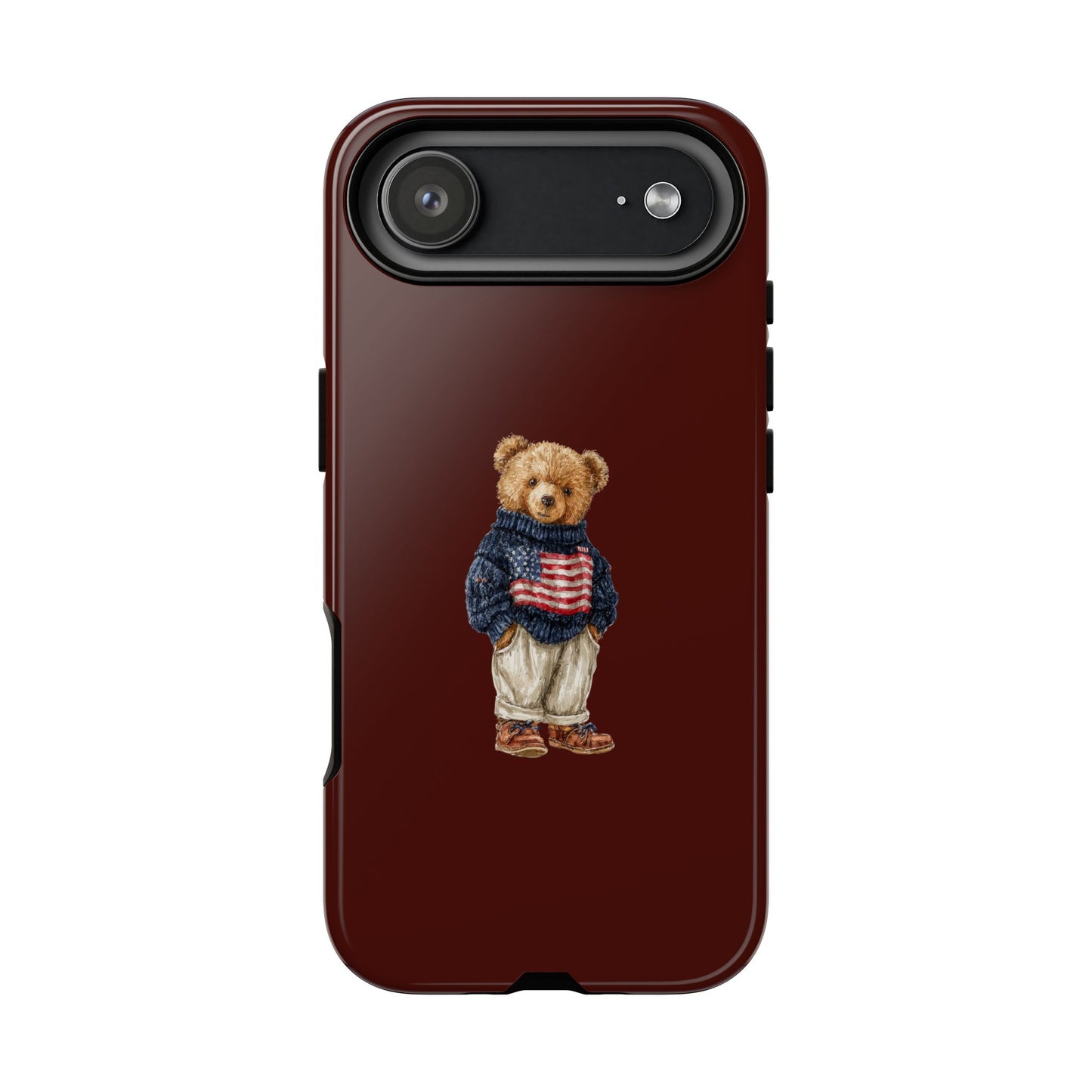 Teddy Bear in American Flag Sweater Tough Phone Case
