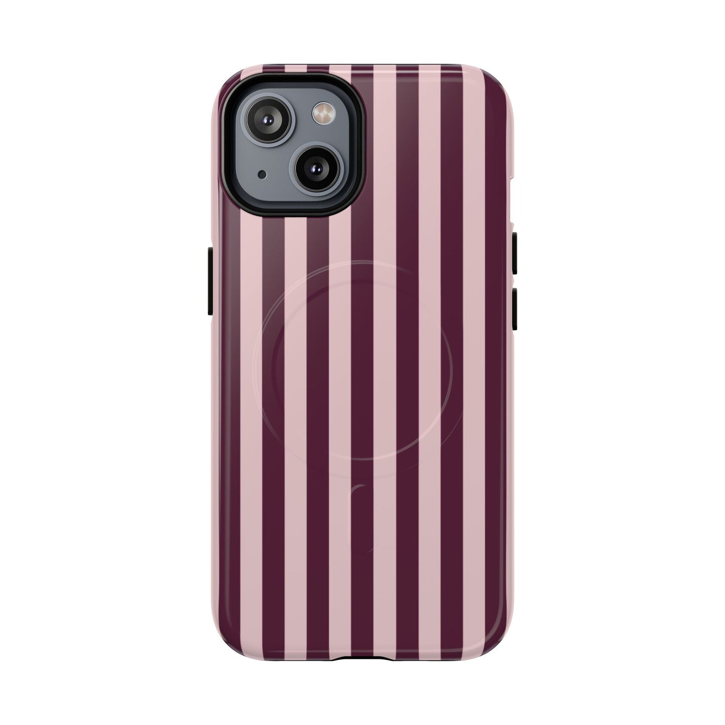 Burgundy & Pink Striped Magnetic Phone Case