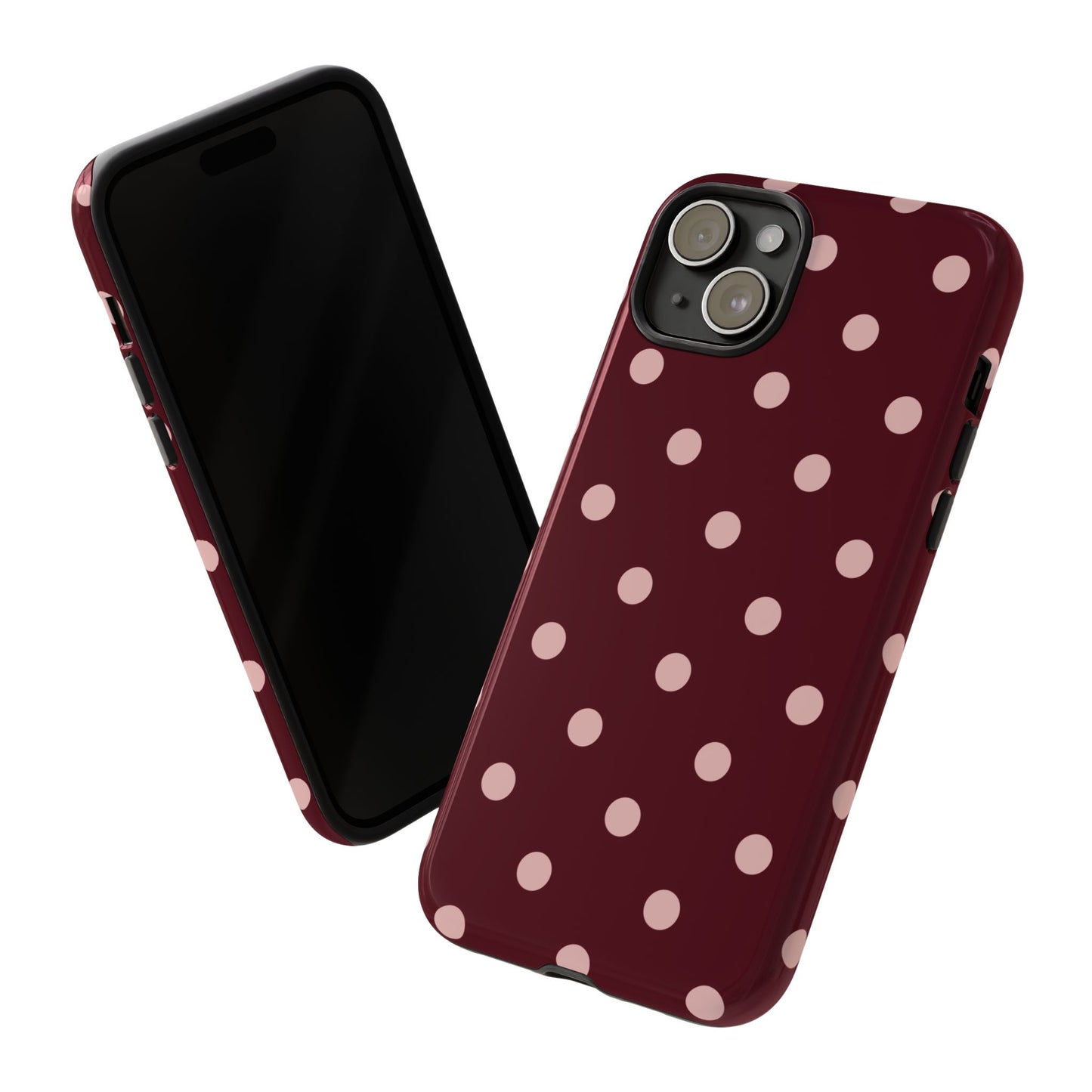 Burgundy & Blush Polka Dot Tough Phone Case